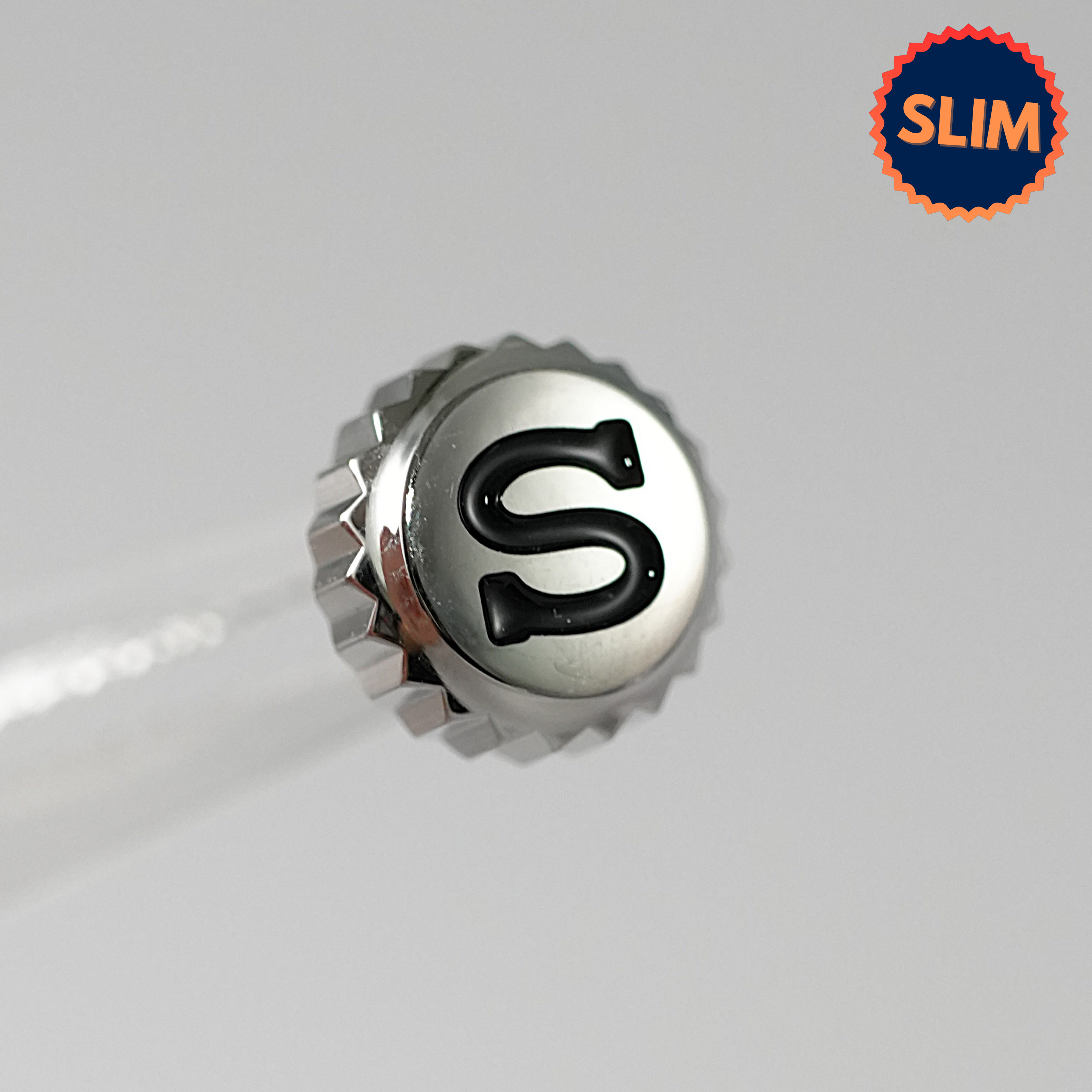 SKX007 Silm Crown: Polished Silver with Black S