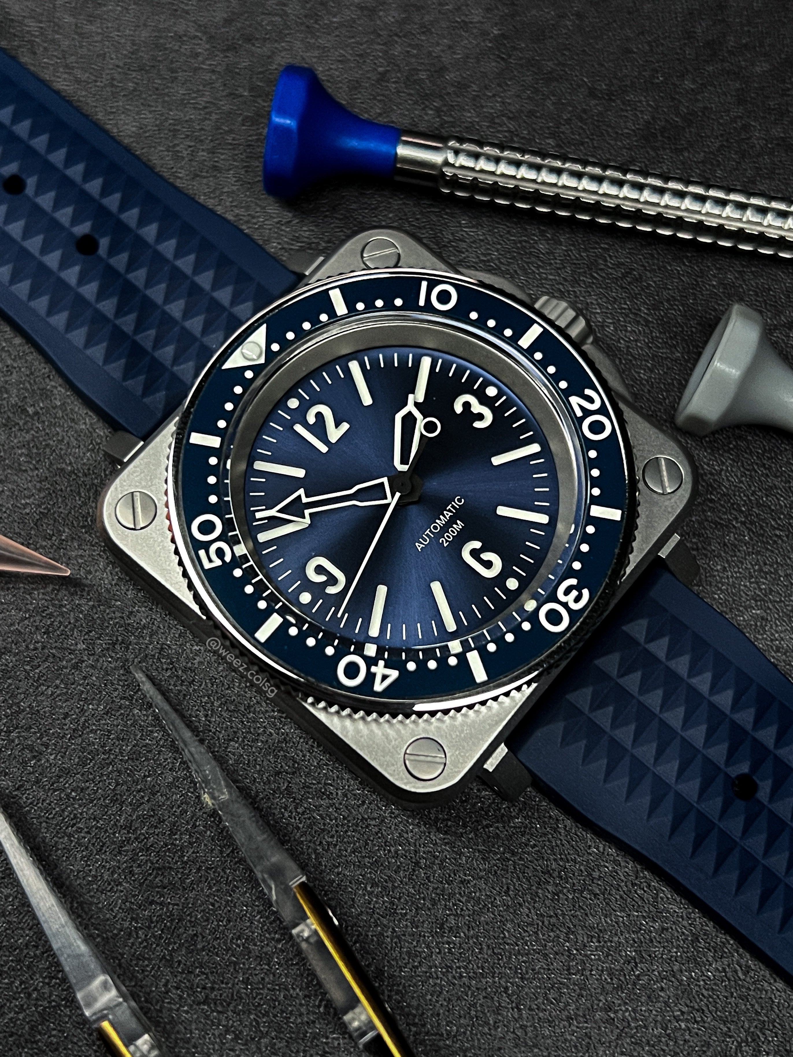 SKX007 B&R: Blue in Matte Silver