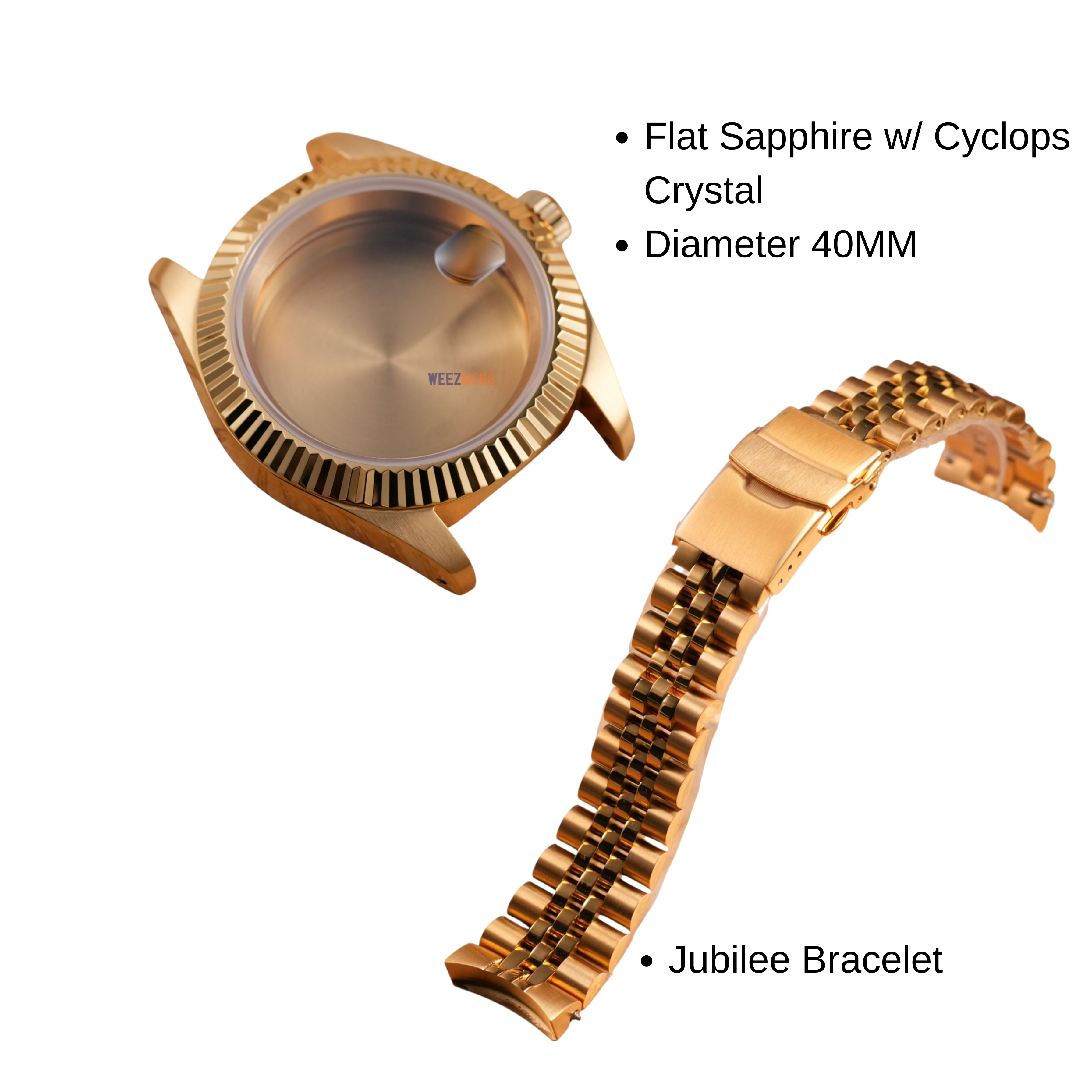 40MM Fluted: Brushed Gold Case with Cyclops & Jubilee Bracelet