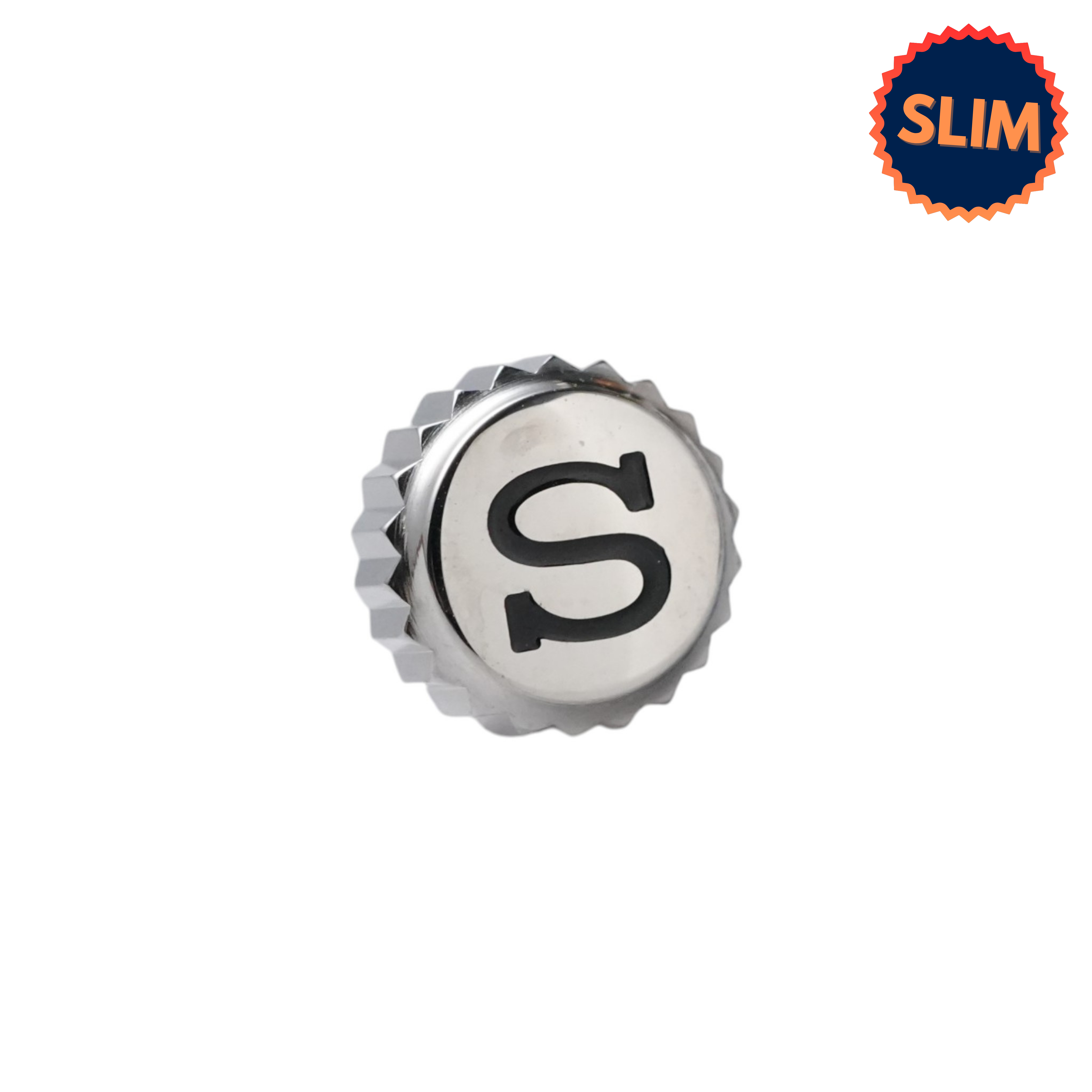 SKX007 Silm Crown: Polished Silver with Black S