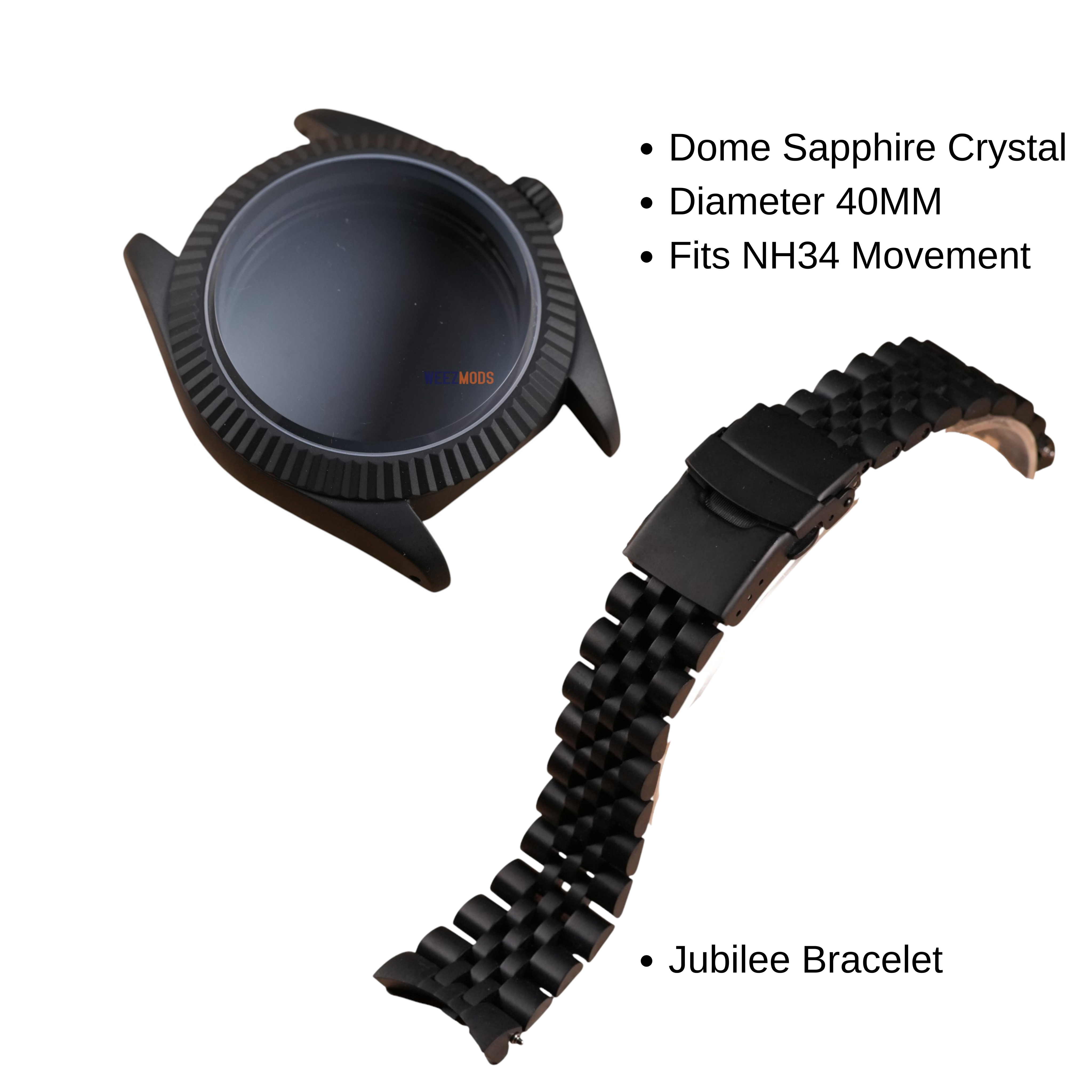 40MM Fluted: Matte Black Case with Dome & Jubilee Bracelet