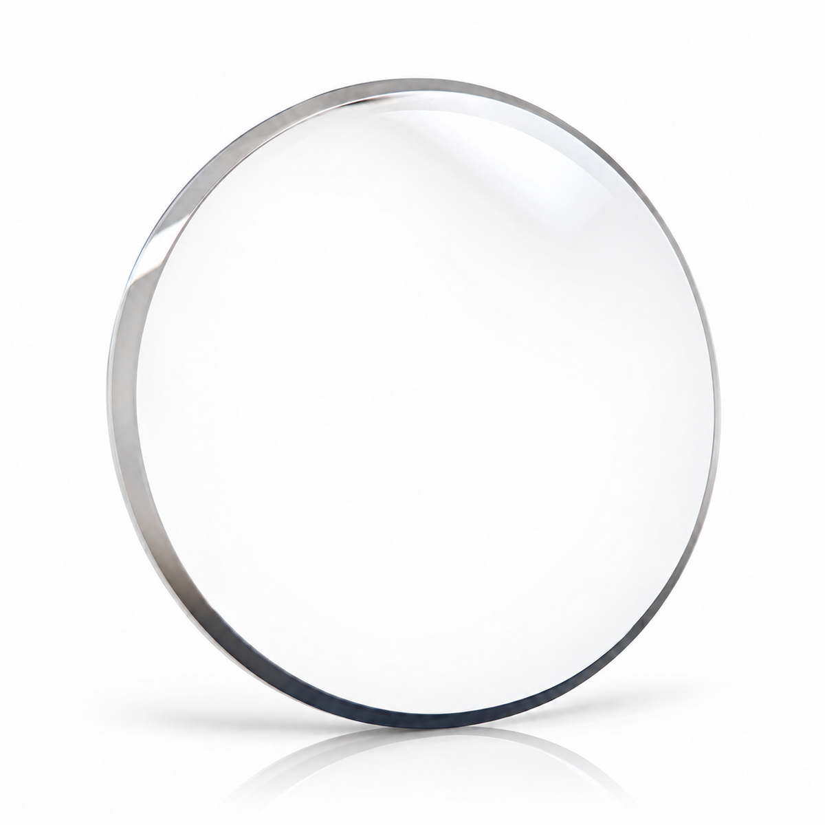 36/40MM: Dome Sapphire Crystal — white background with subtle floor reflection