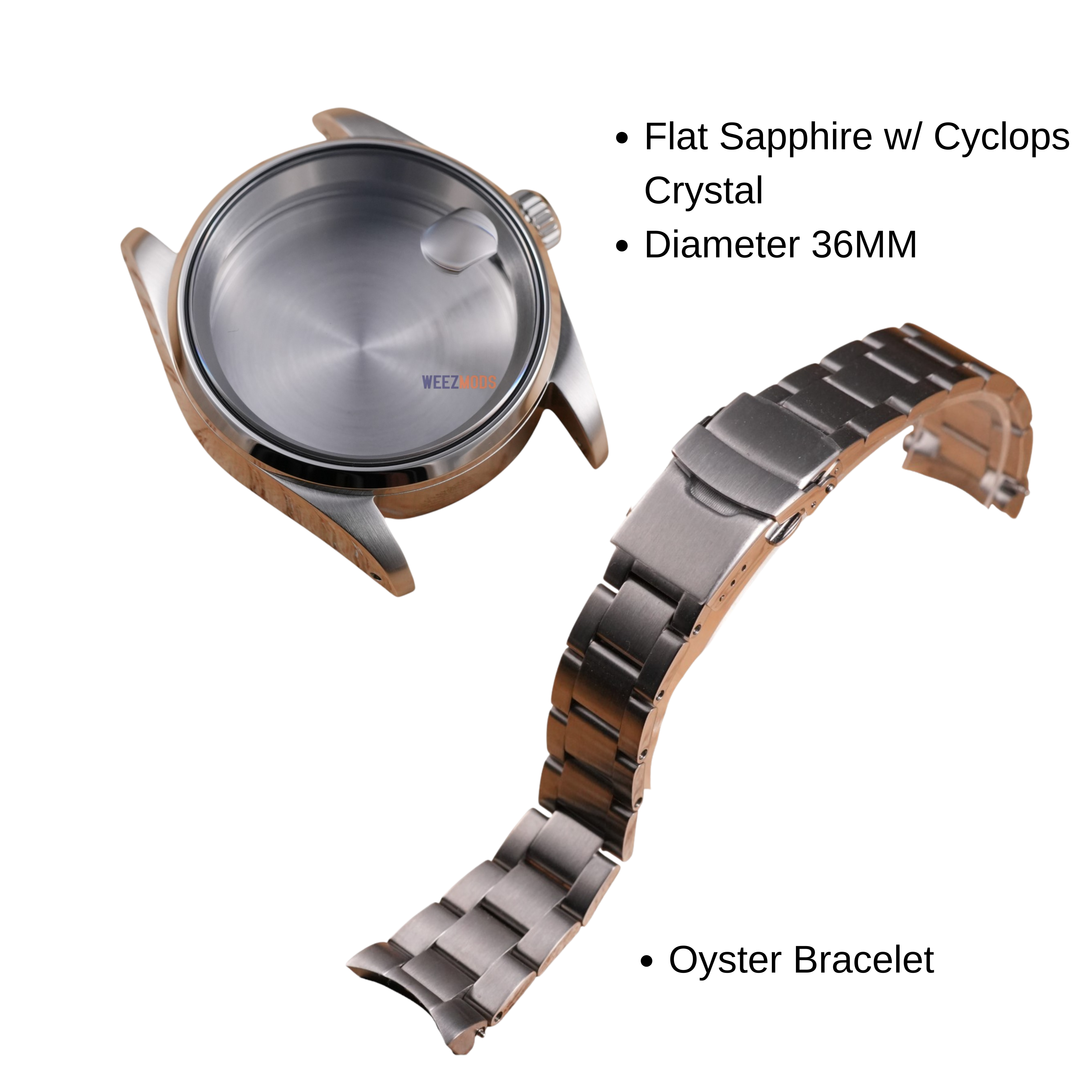 36MM Pilot: Brushed Silver Case with Cyclops & Oyster Bracelet