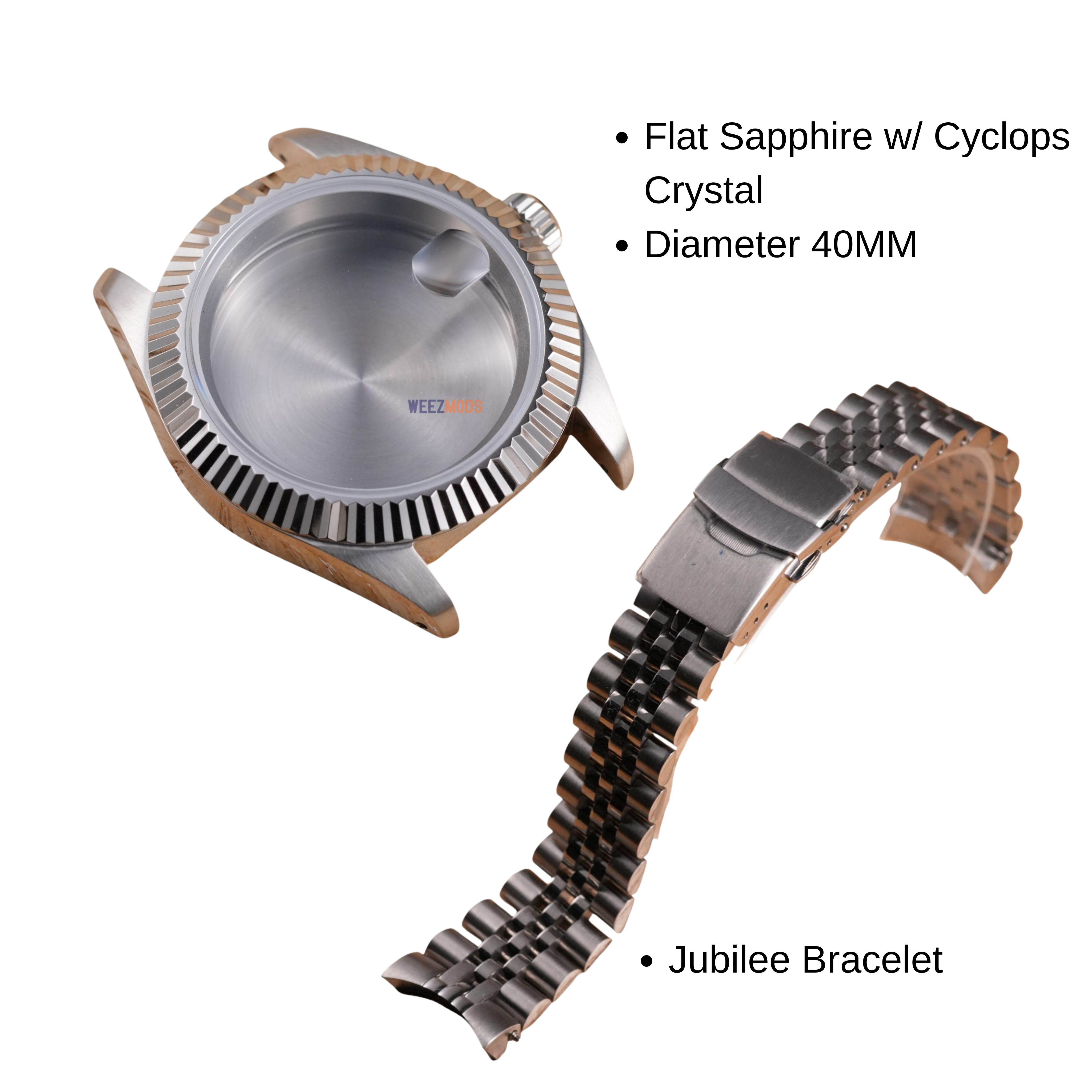 40MM Fluted: Brushed Silver Case with Cyclops & Jubilee Bracelet