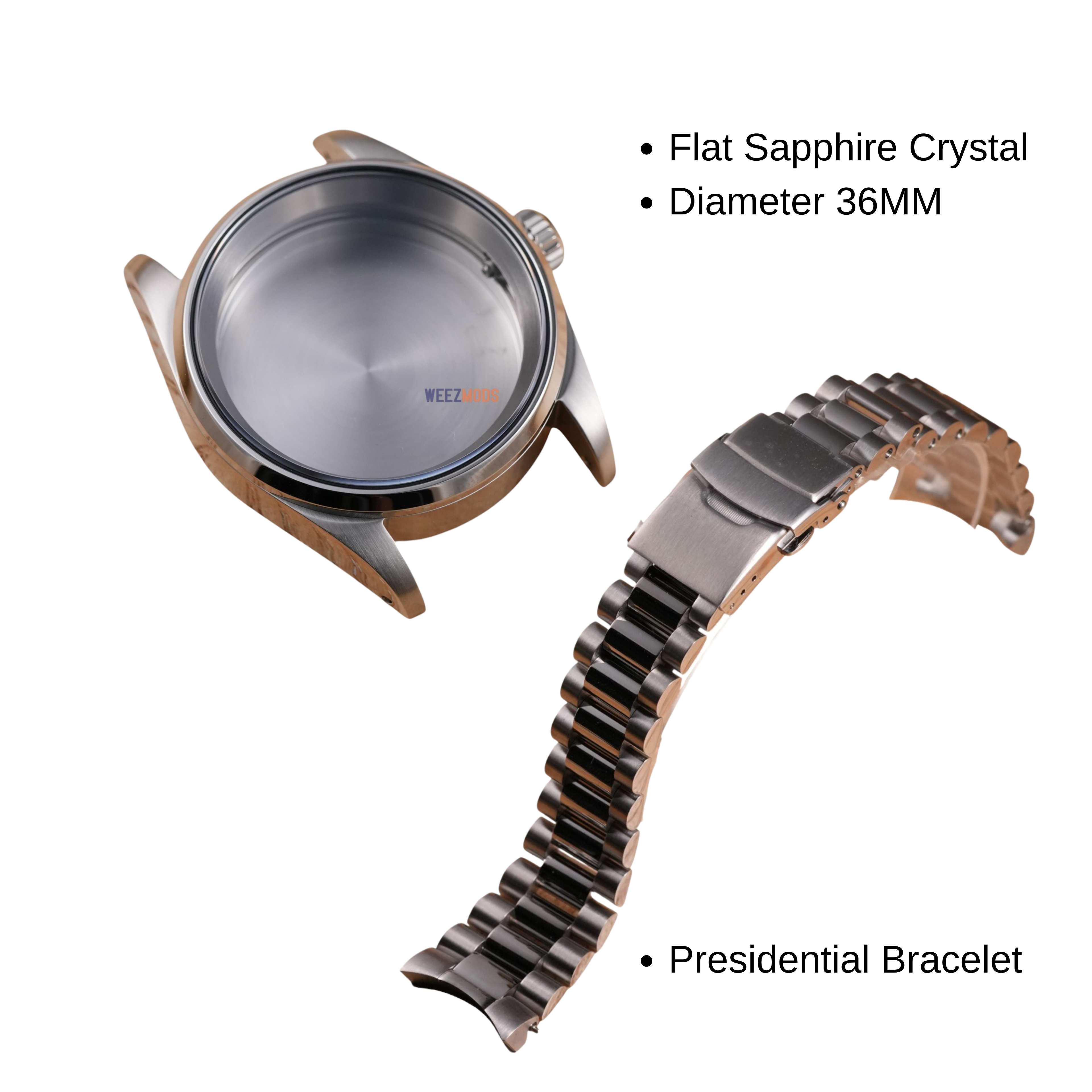 36MM Pilot: Brushed Silver Case with Presidential Bracelet