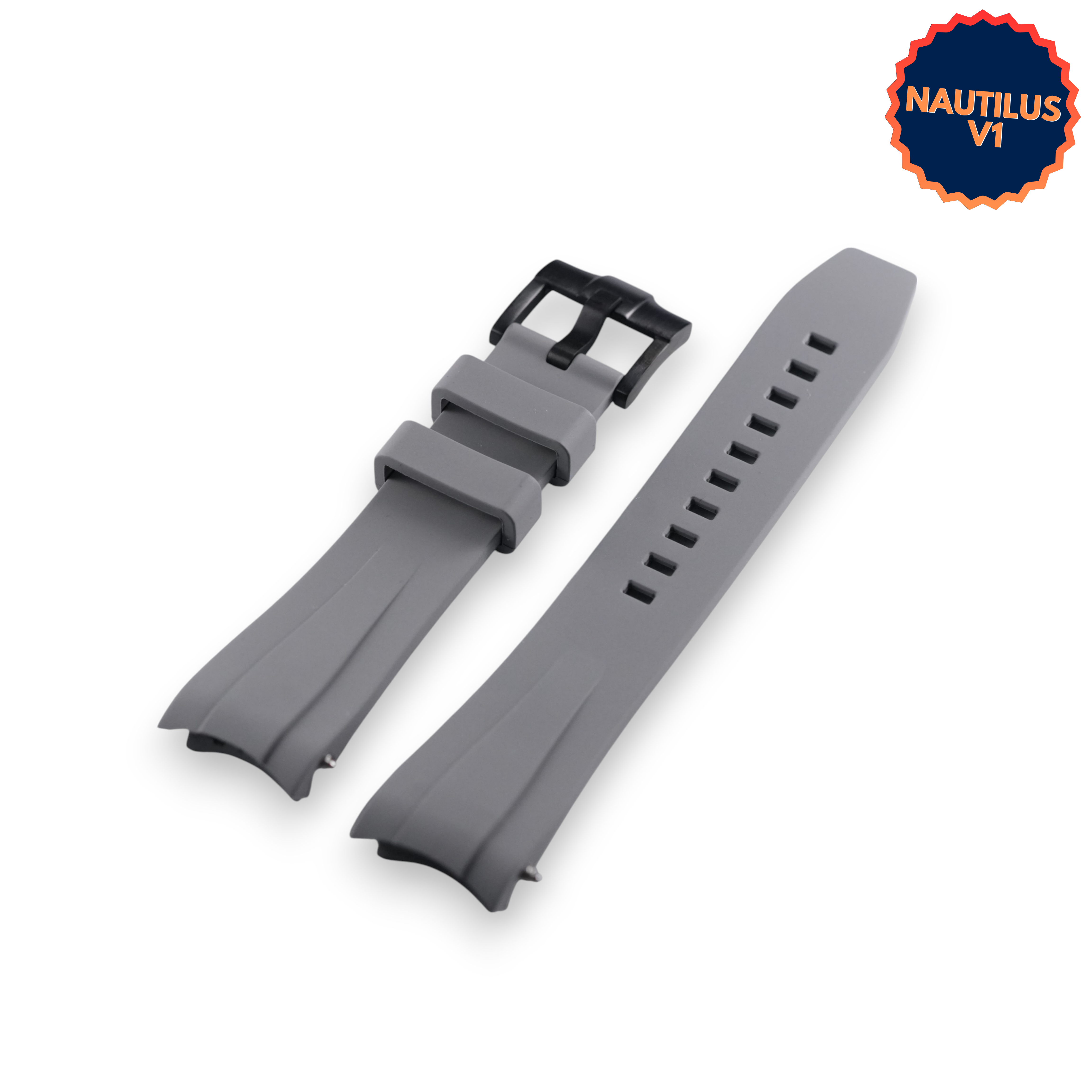 SKX FKM Nautilus V1: Grey Rubber Strap with Black Buckle