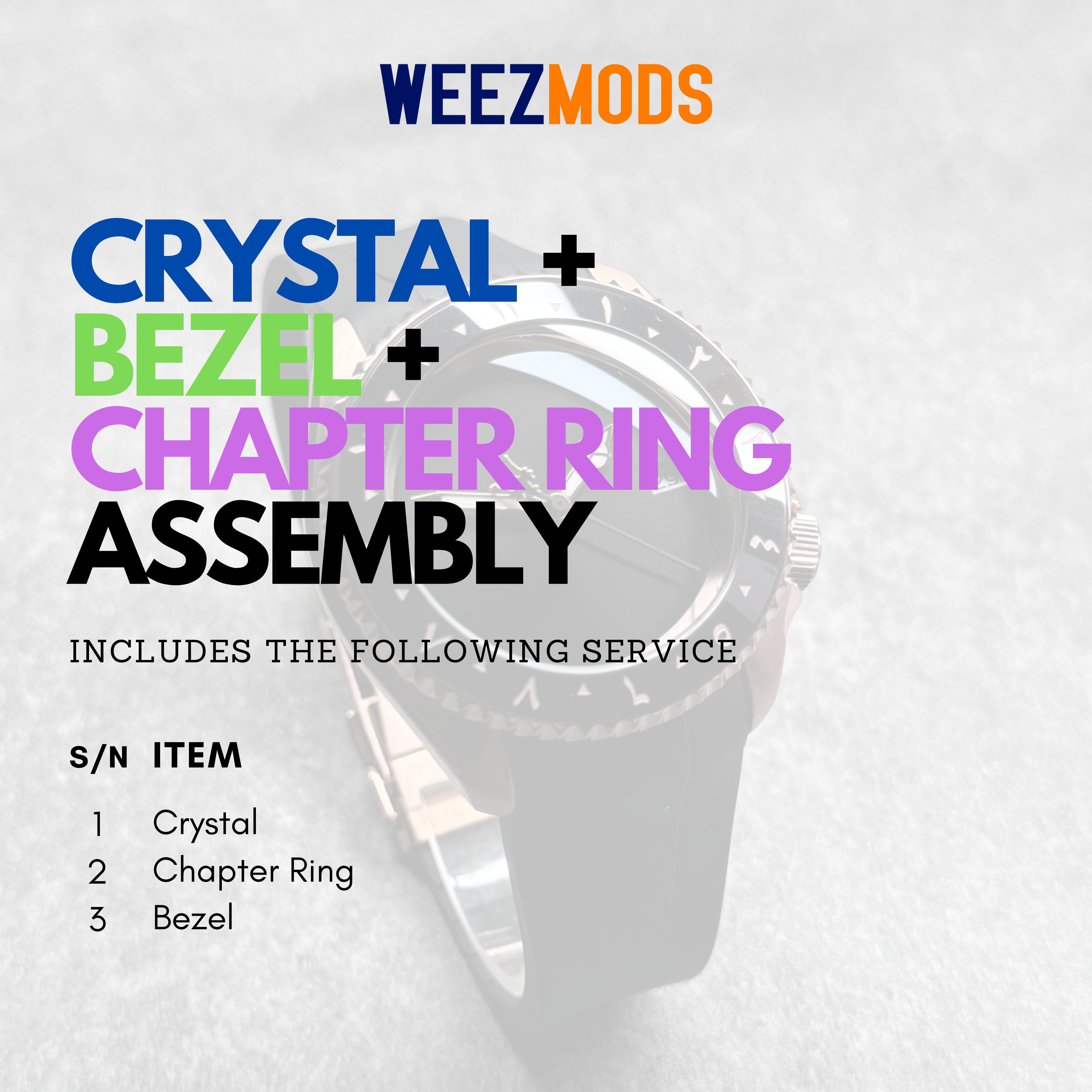 Assembly: Crystal + Bezel + Chapter Ring