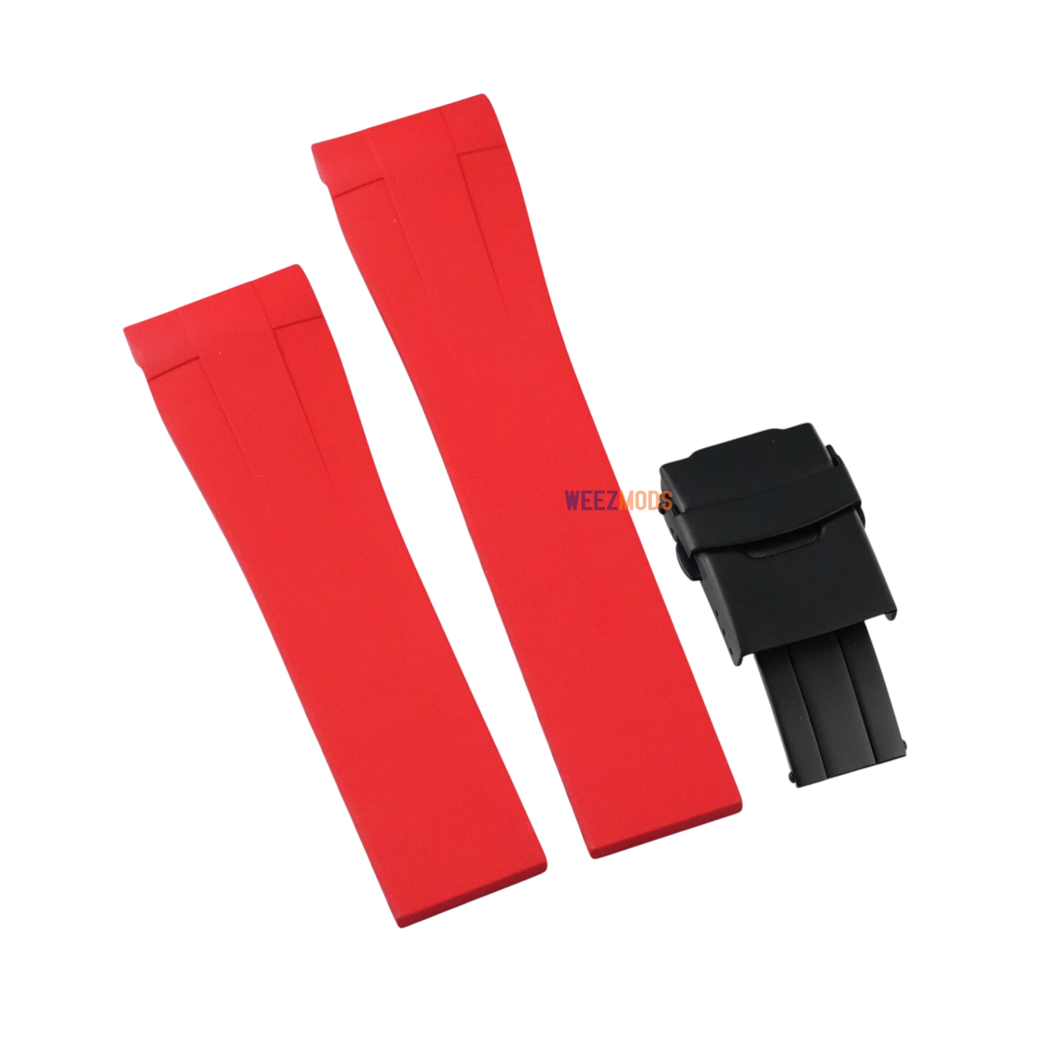 SKX007/SRPD FKM: Red Rubber Strap with Matte Black Clasp