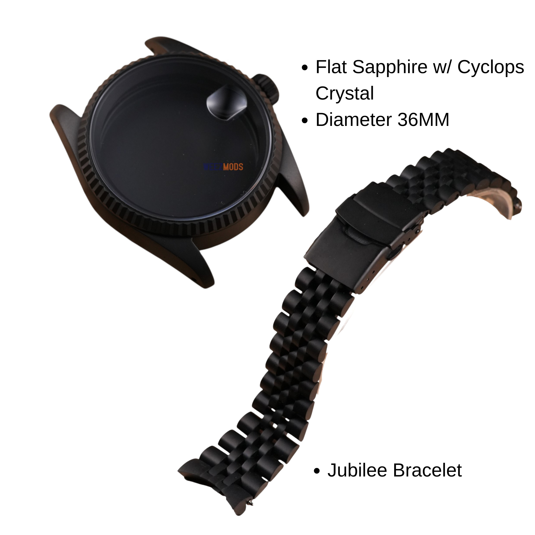 36MM Fluted: Matte Black Case with Cyclops & Jubilee Bracelet