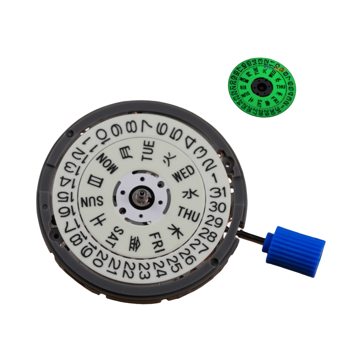 Seiko NH36A Kanji: White Luminous Day-Date Automatic Movement (3:80" Position)