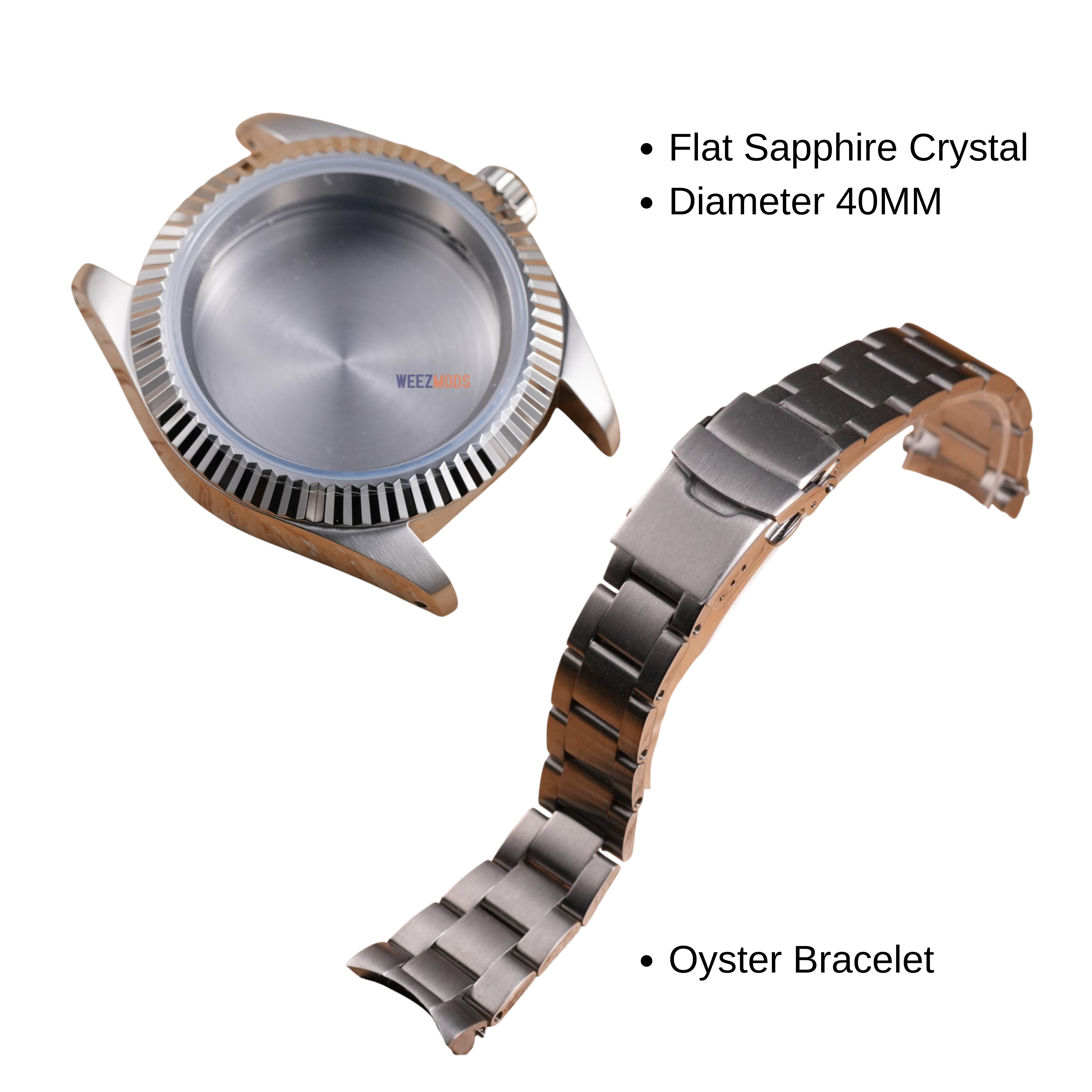 40MM Fluted: Brushed Silver Case with Oyster Bracelet