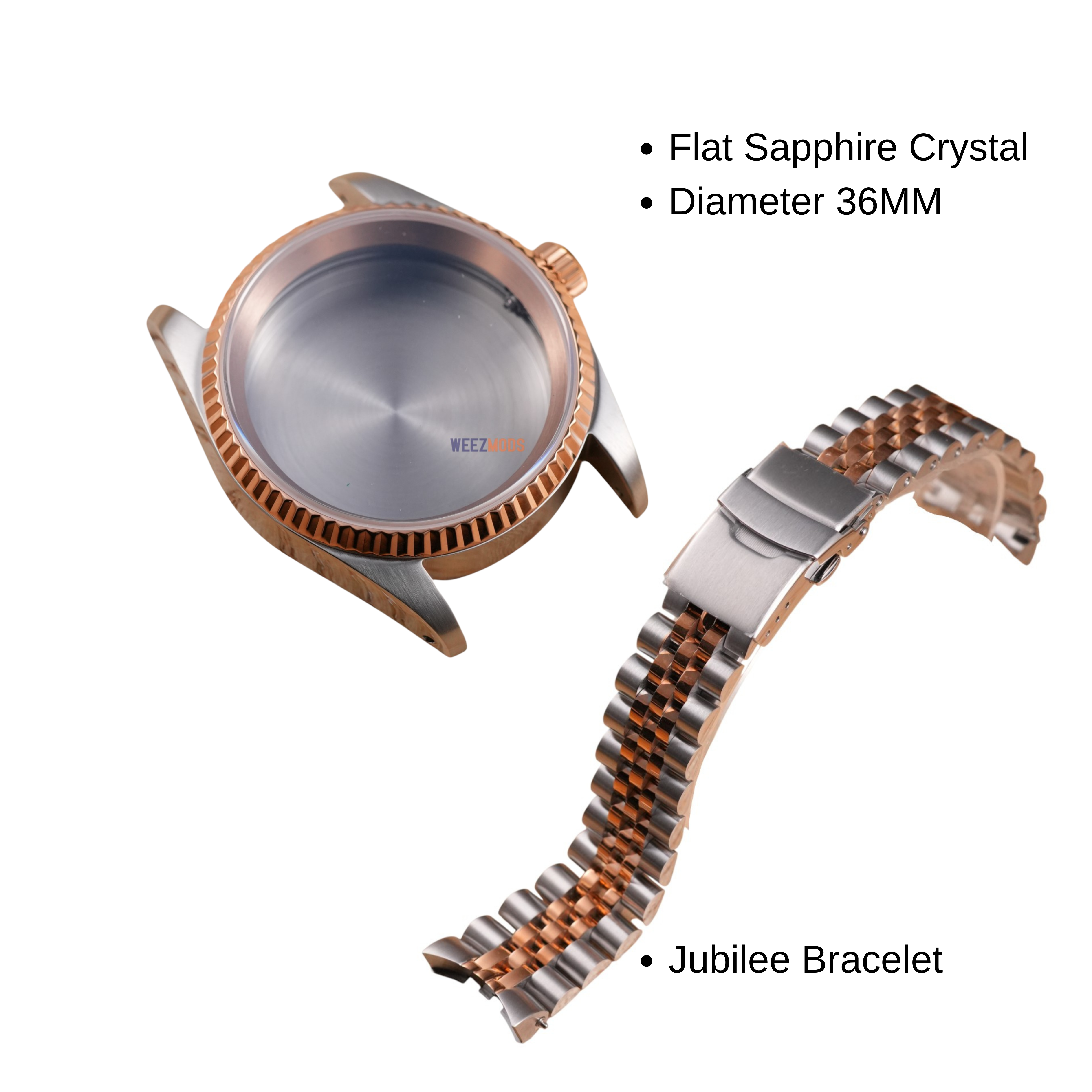 36MM Fluted TT: Brushed Rose Gold Case with Jubilee Bracelet