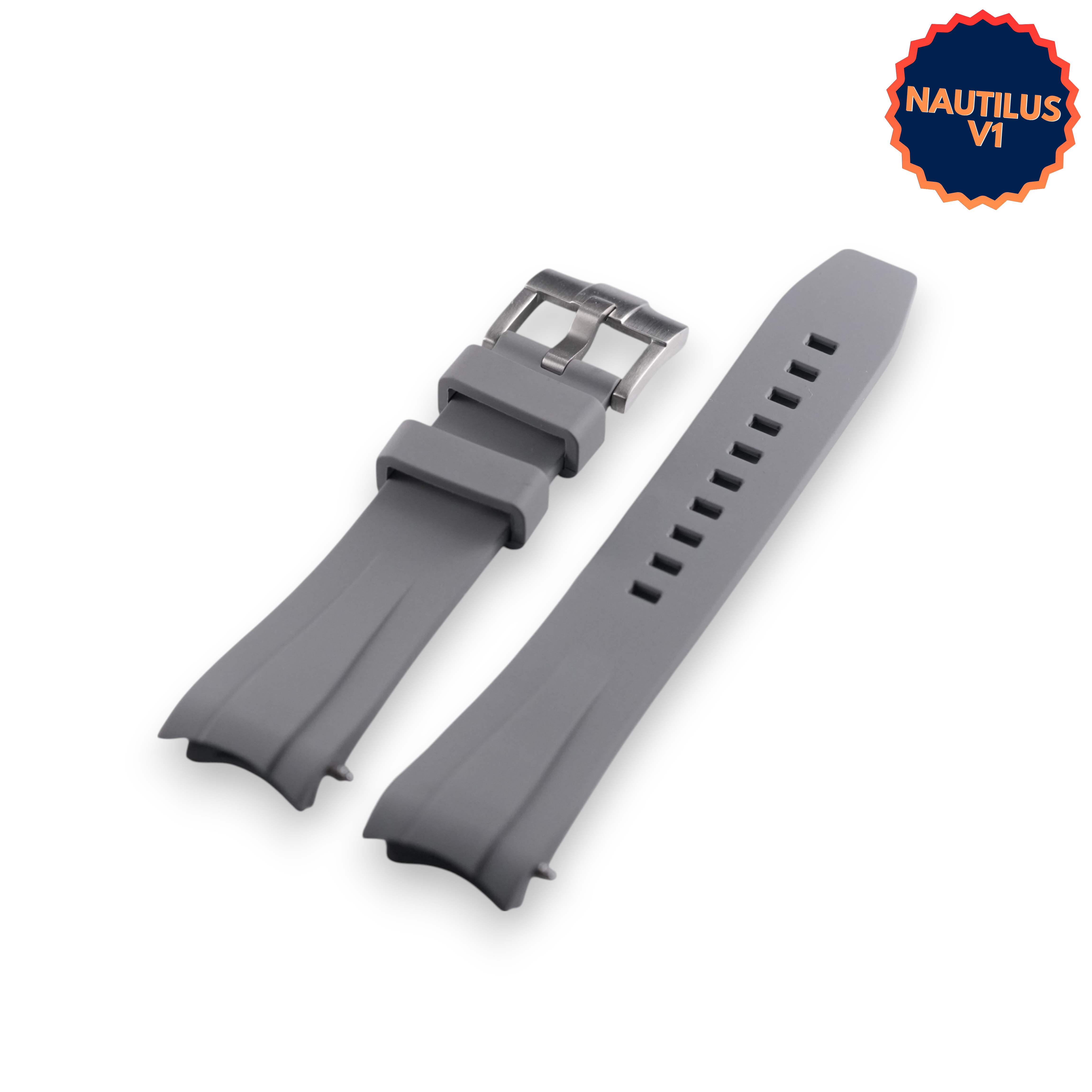 SKX FKM Nautilus V1: Grey Rubber Strap with Silver Buckle