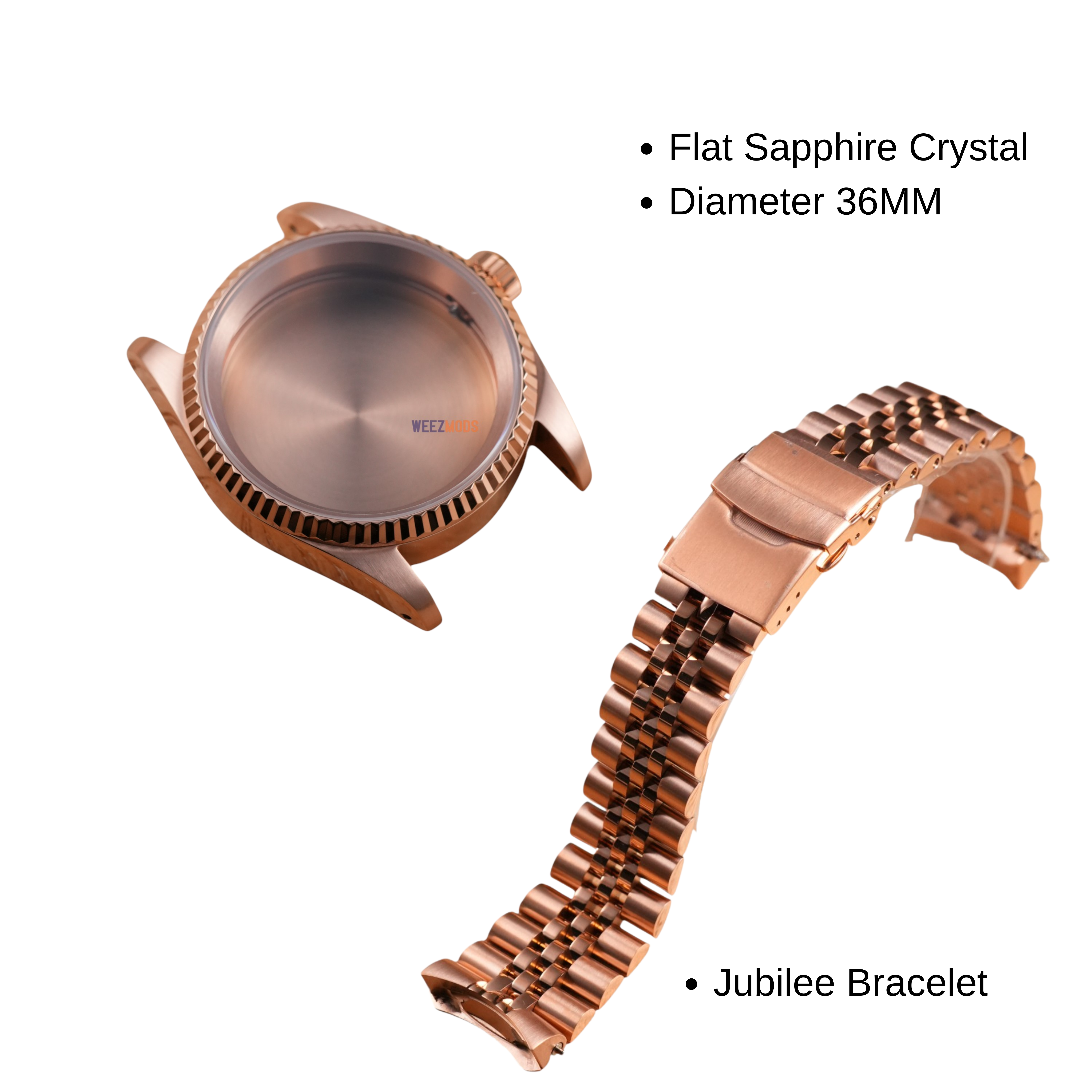 36MM Fluted: Brushed Rose Gold with Jubilee Bracelet