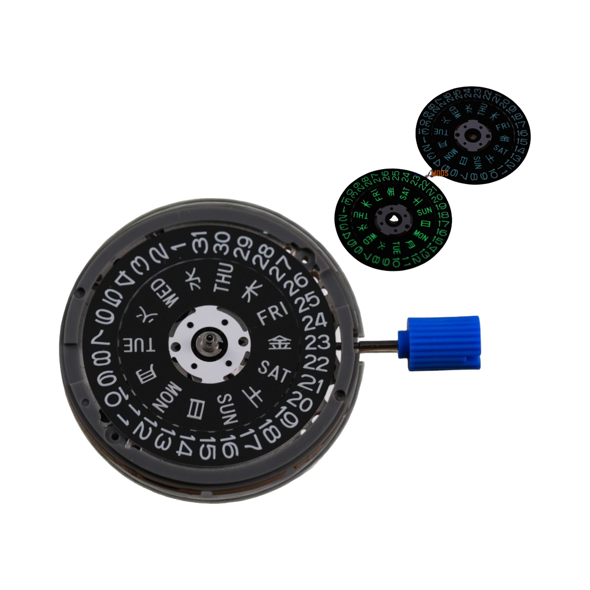 Seiko NH36A Kanji: Luminous Black Day-Date Automatic Movement (3:00" Position)