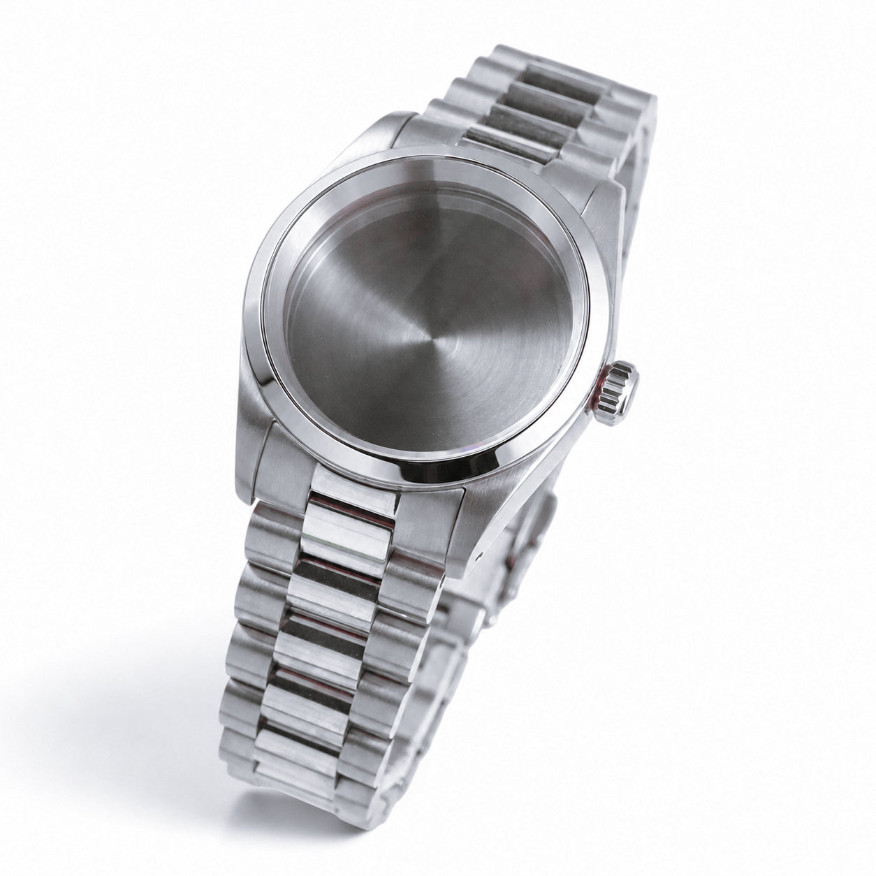 36MM Pilot: Brushed Silver Case with Presidential Bracelet