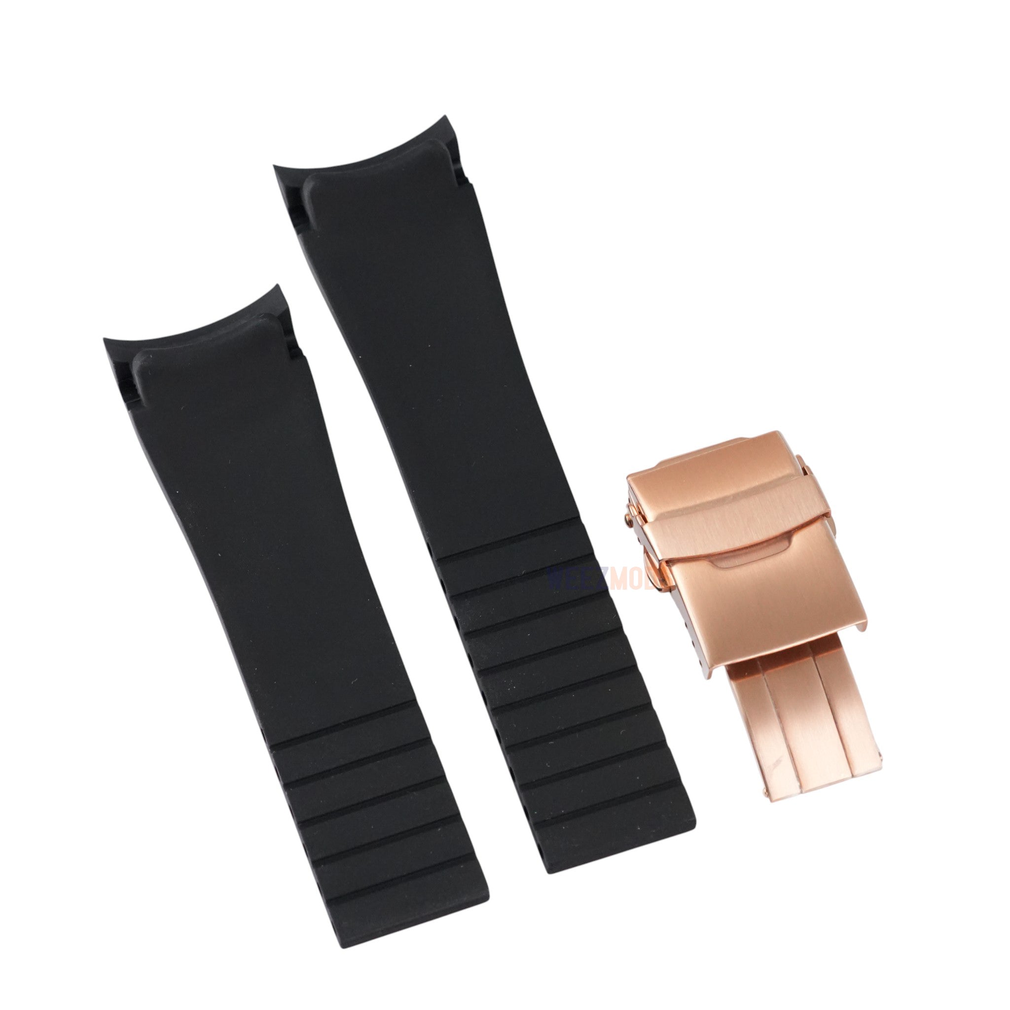 SKX007/SRPD FKM: Black Rubber Strap with Rose Gold Clasp