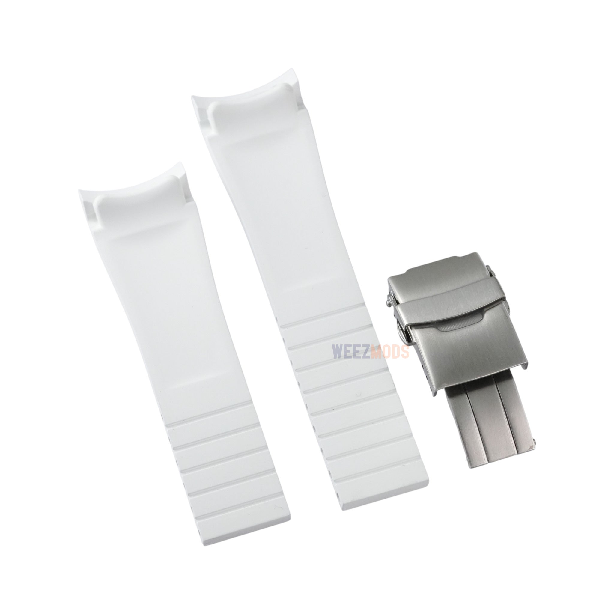 SKX007/SRPD FKM: White Rubber Strap with Silver Clasp