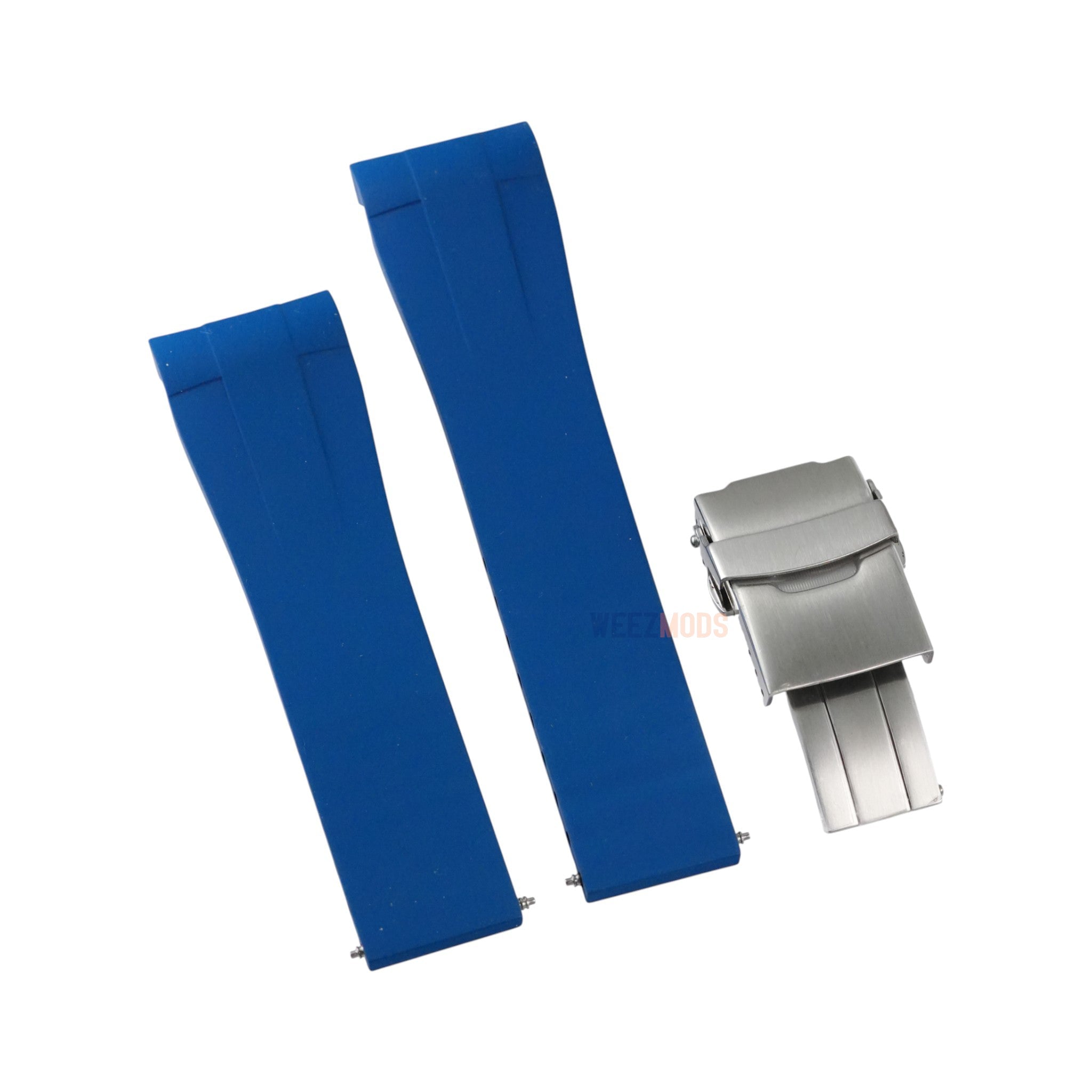 SKX007/SRPD FKM: Navy Rubber Strap with Silver Clasp