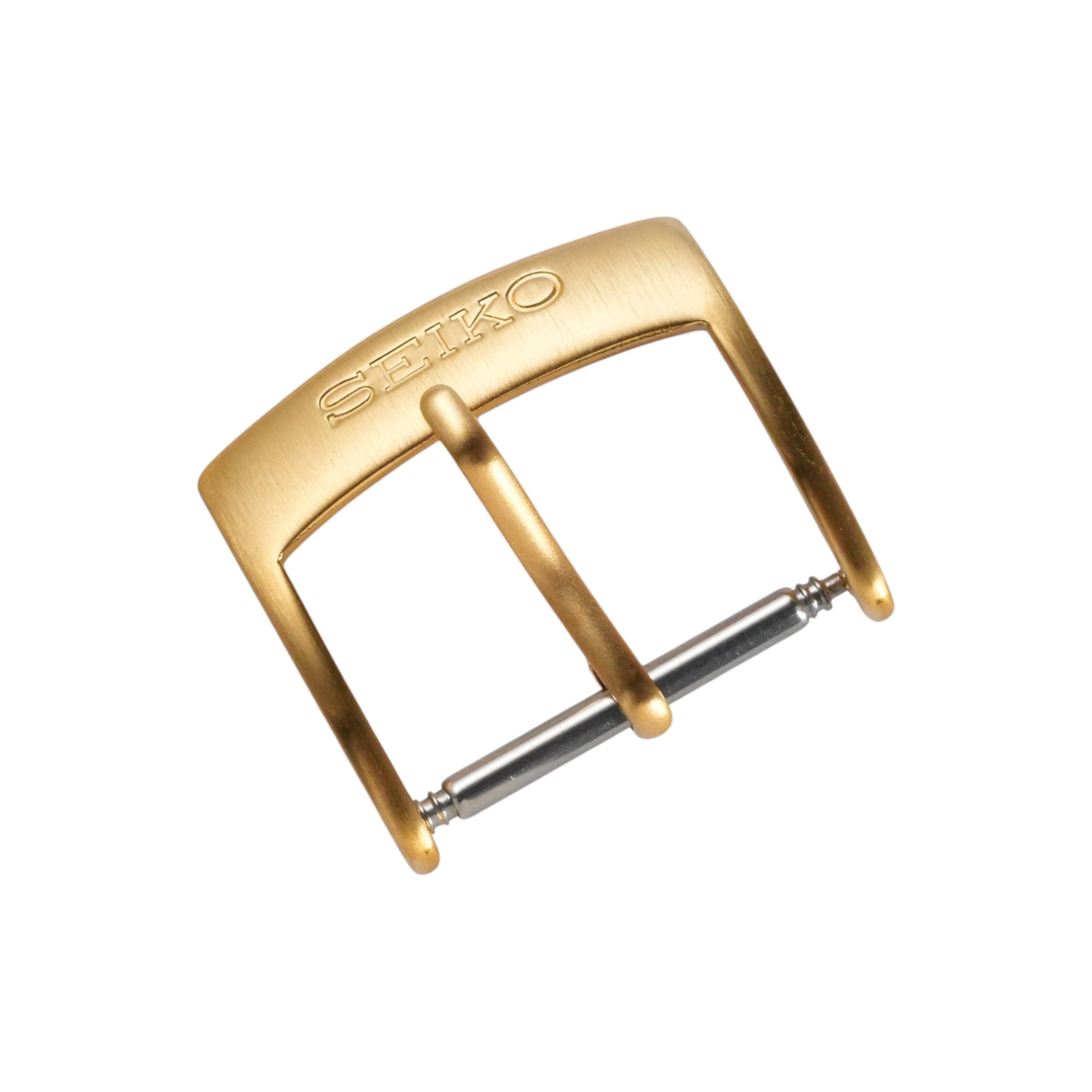 Seiko: Brushed Gold Curved ΛSlim' Tang Buckle (18MM)