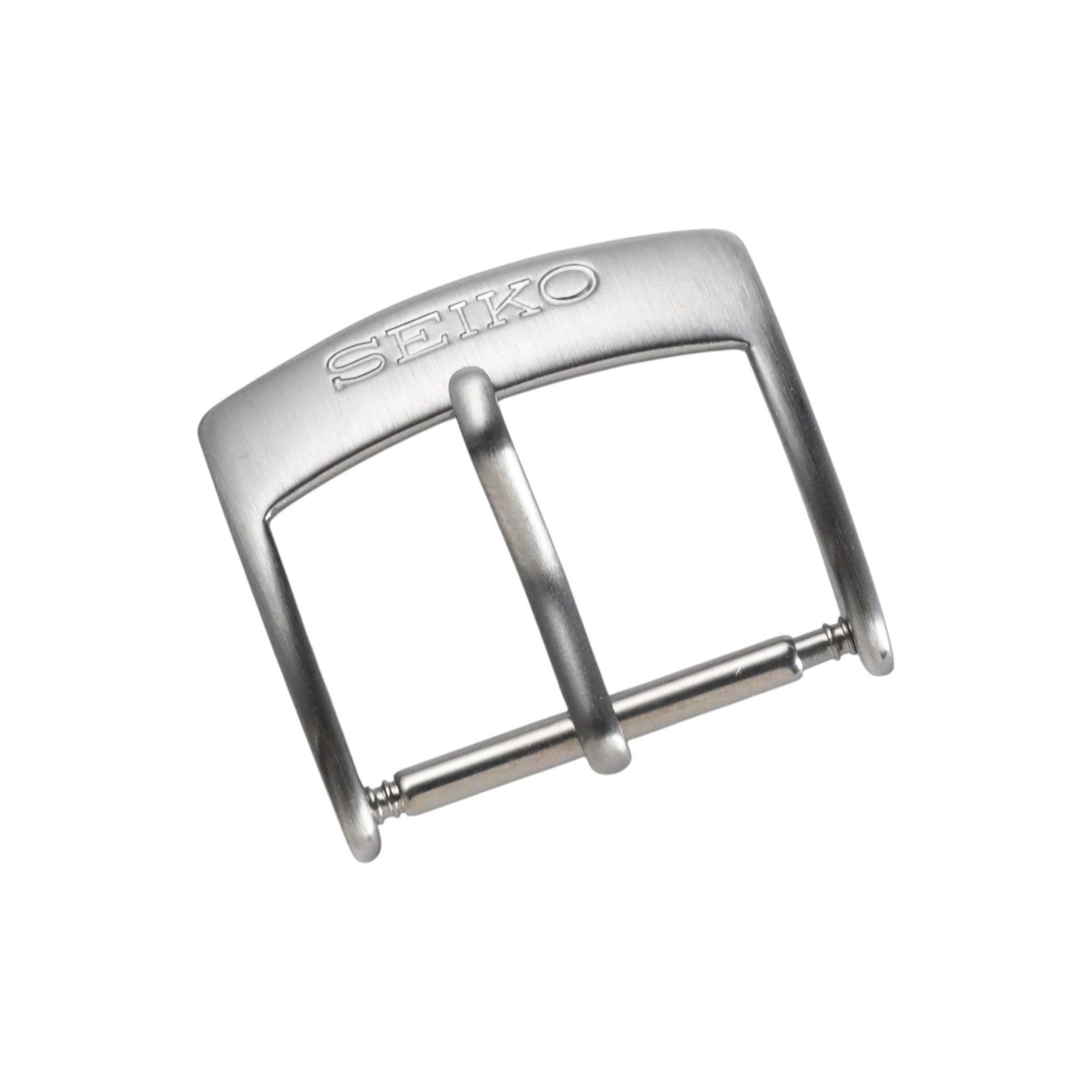 Seiko: Brushed Silver Curved ΛSlim' Tang Buckle (18MM)