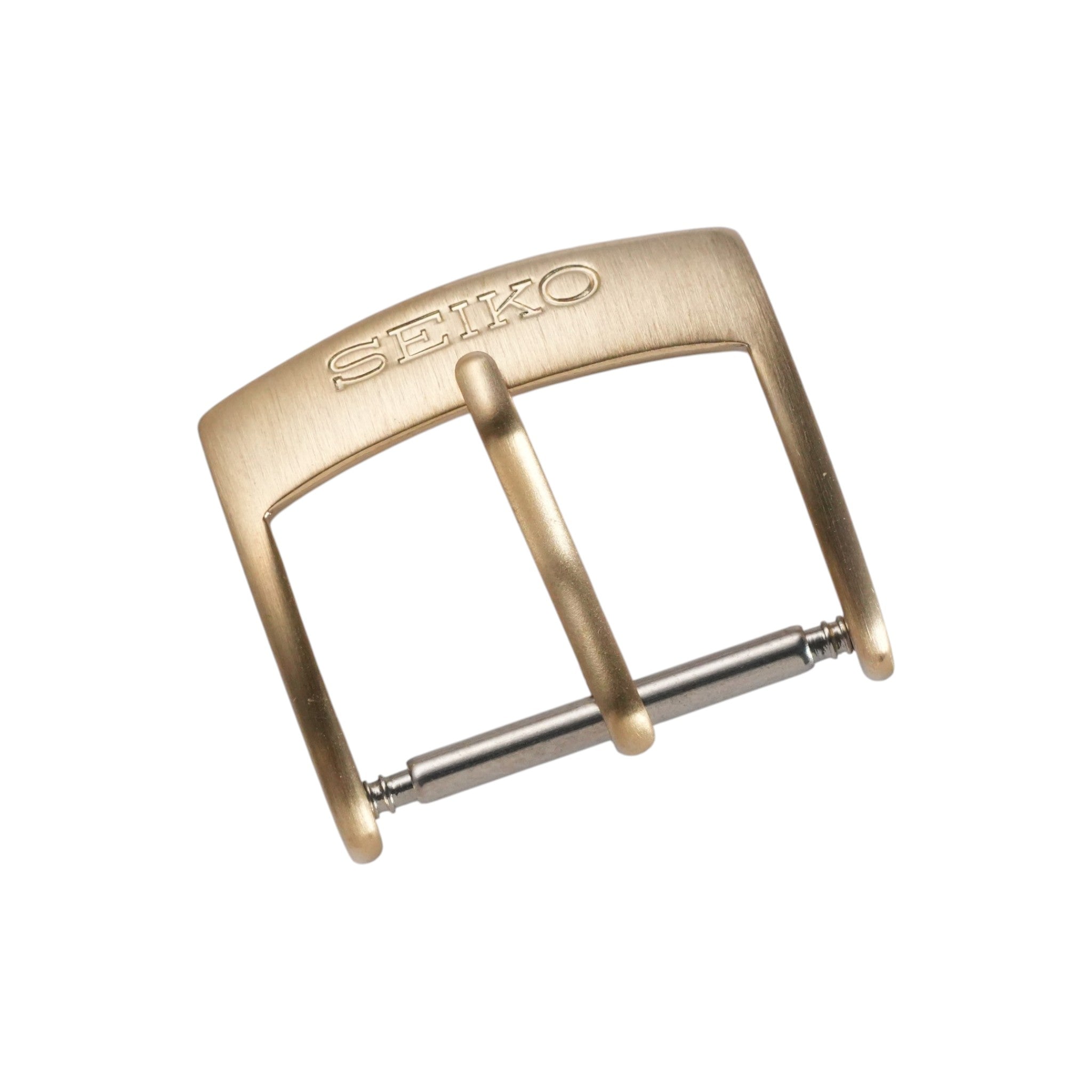 Seiko: Brushed Light Gold Curved ΛSlim' Tang Buckle (18MM)