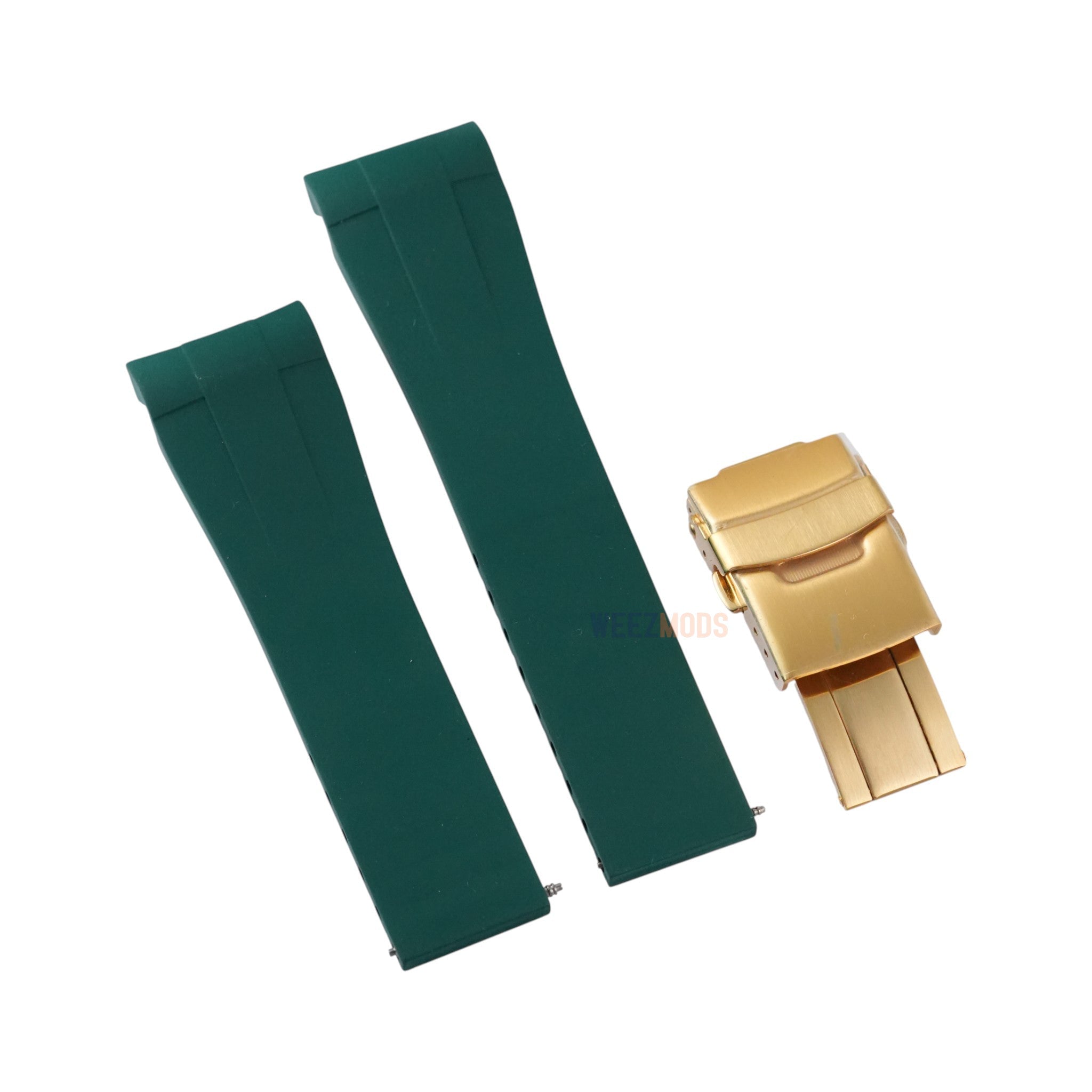 SKX007/SRPD FKM: Green Rubber Strap with Gold Clasp