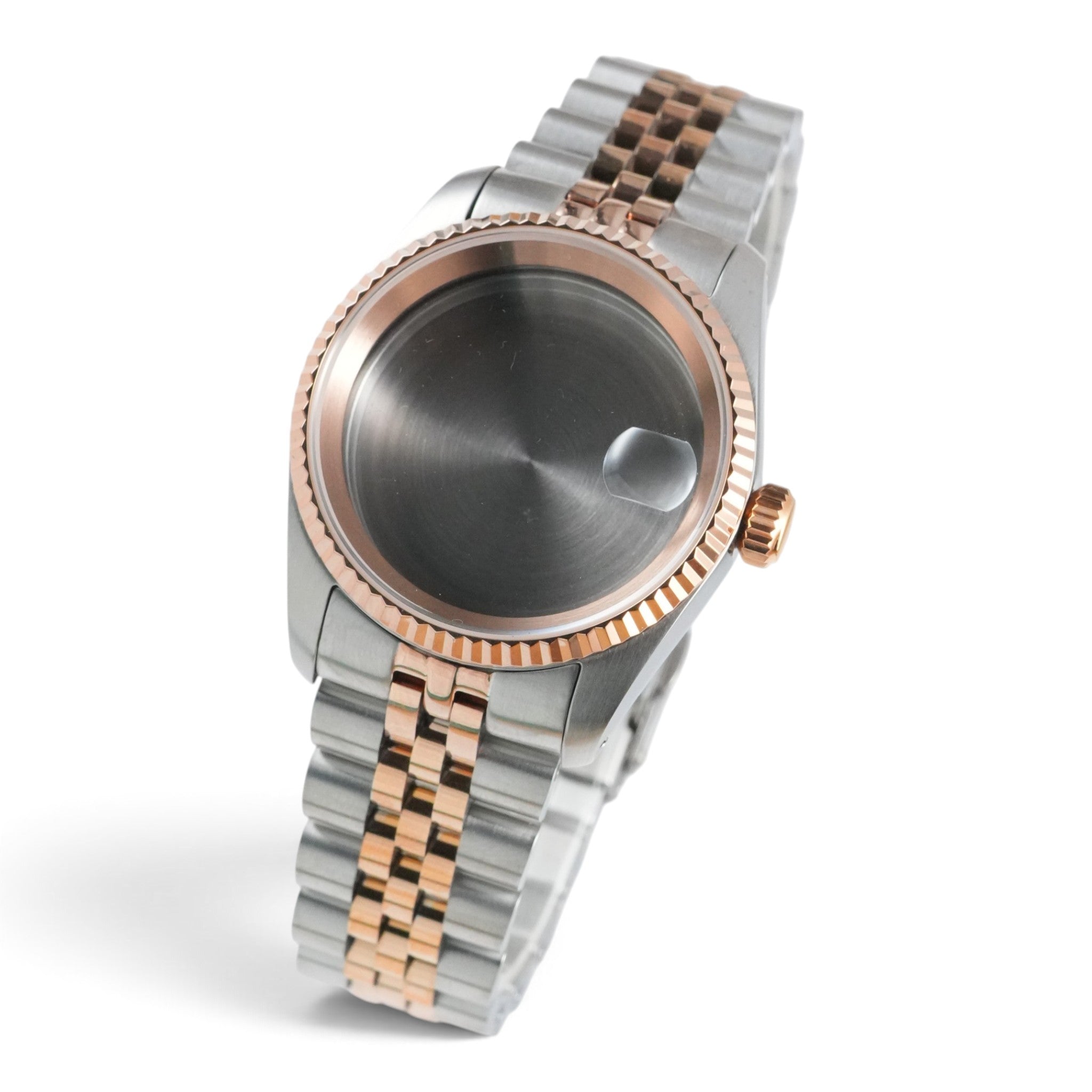 36MM Fluted TT: Brushed Rose Gold Case with Cyclops & Jubilee Bracelet