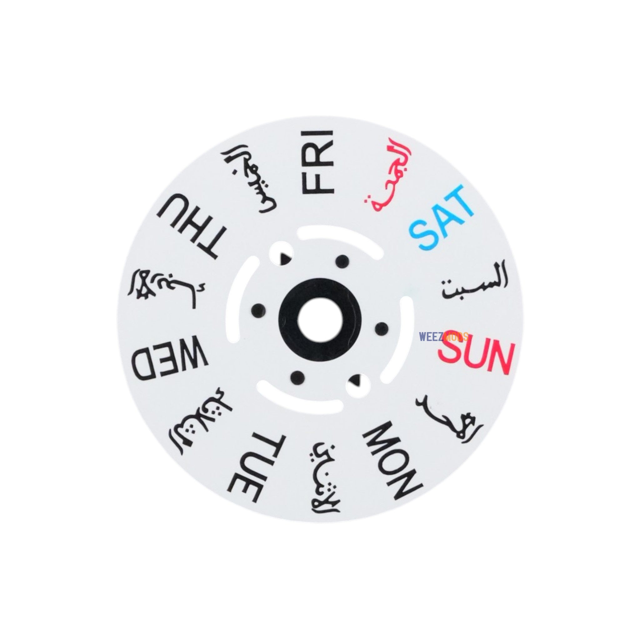 Day Disc: White Arabic with Black Numerals (3:00" Position & 3:80" Position)