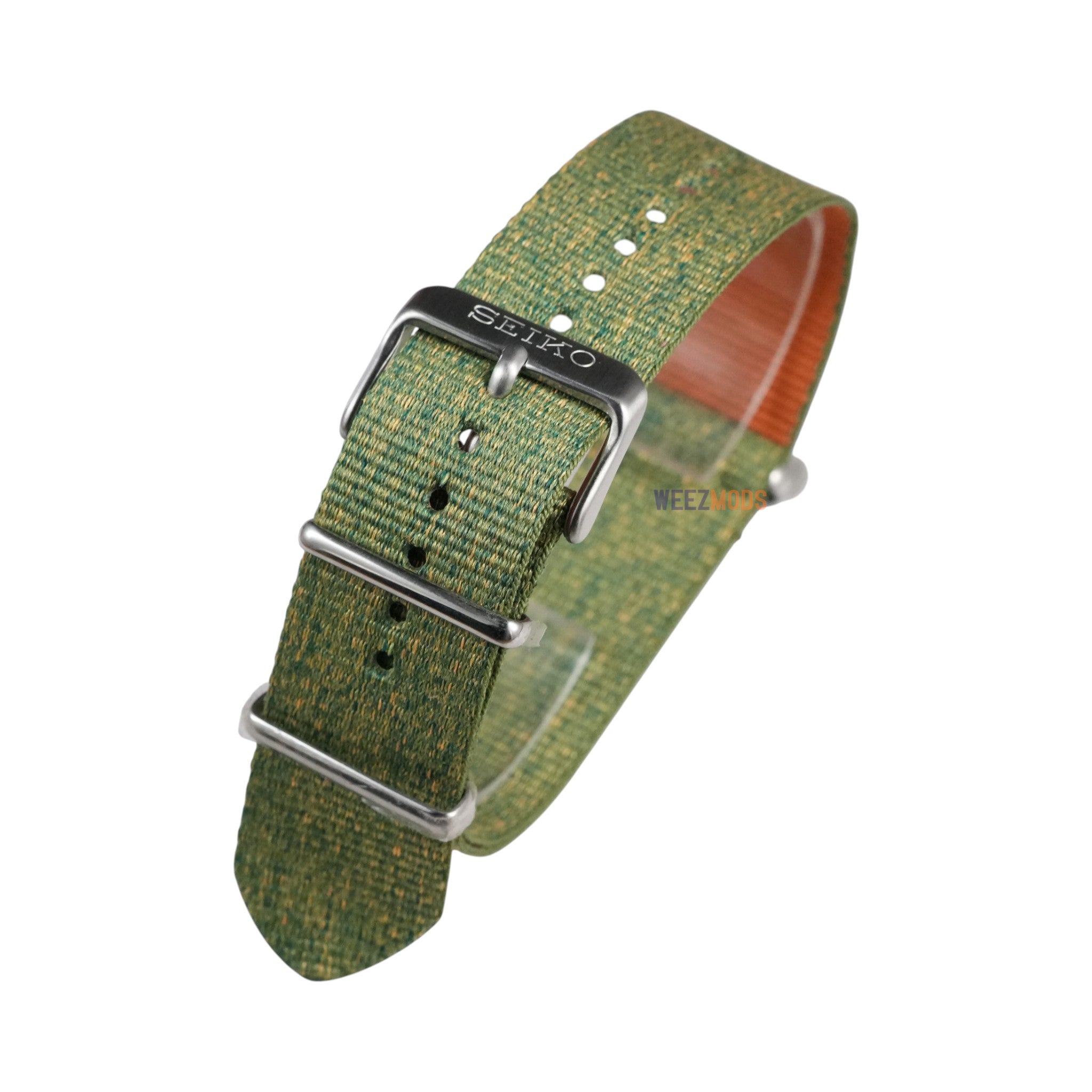 Seiko: Olive Speckle with Orange Lining Nato Strap (22MM)