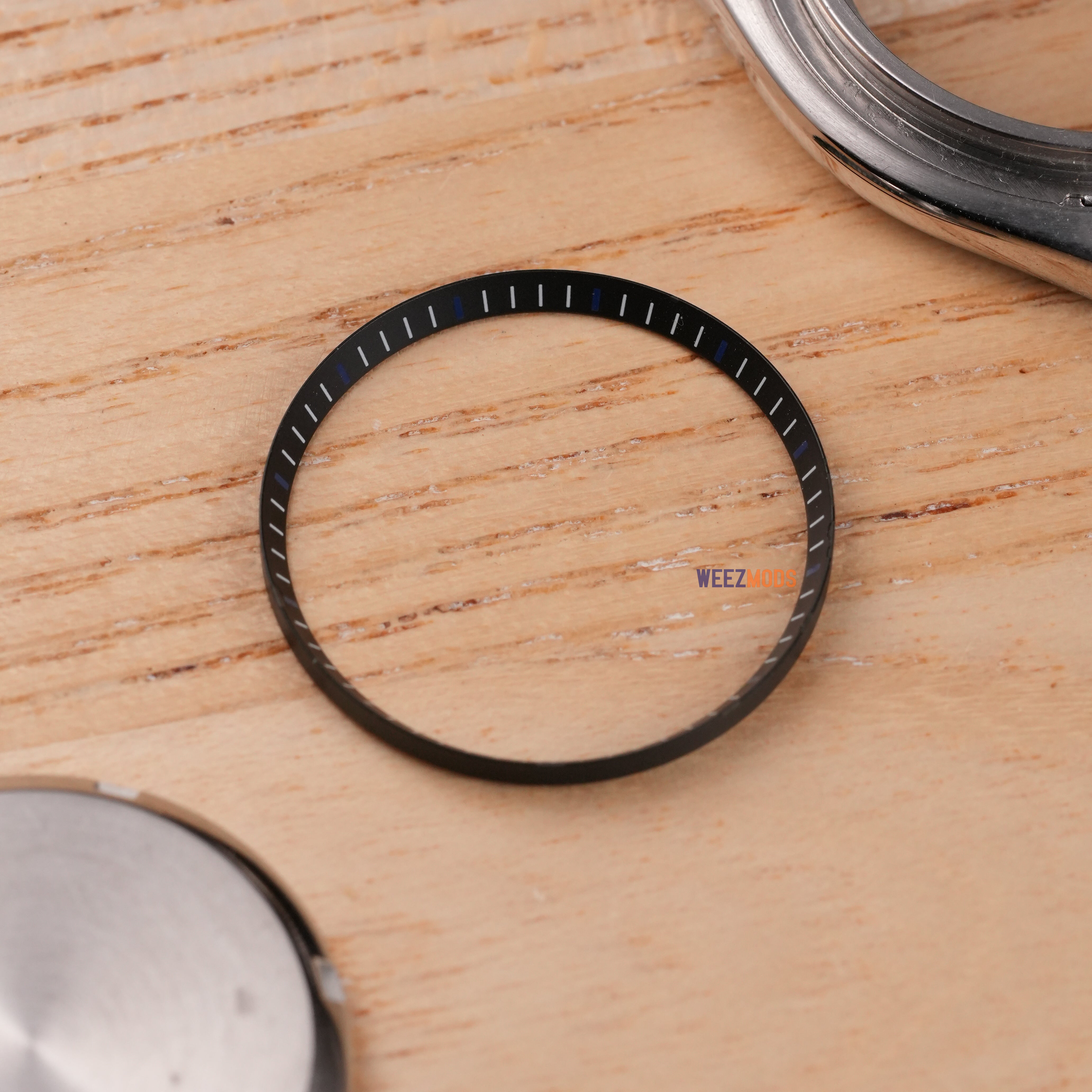 SKX007/SRPD Chapter Ring: Black with Navy Blue Markers