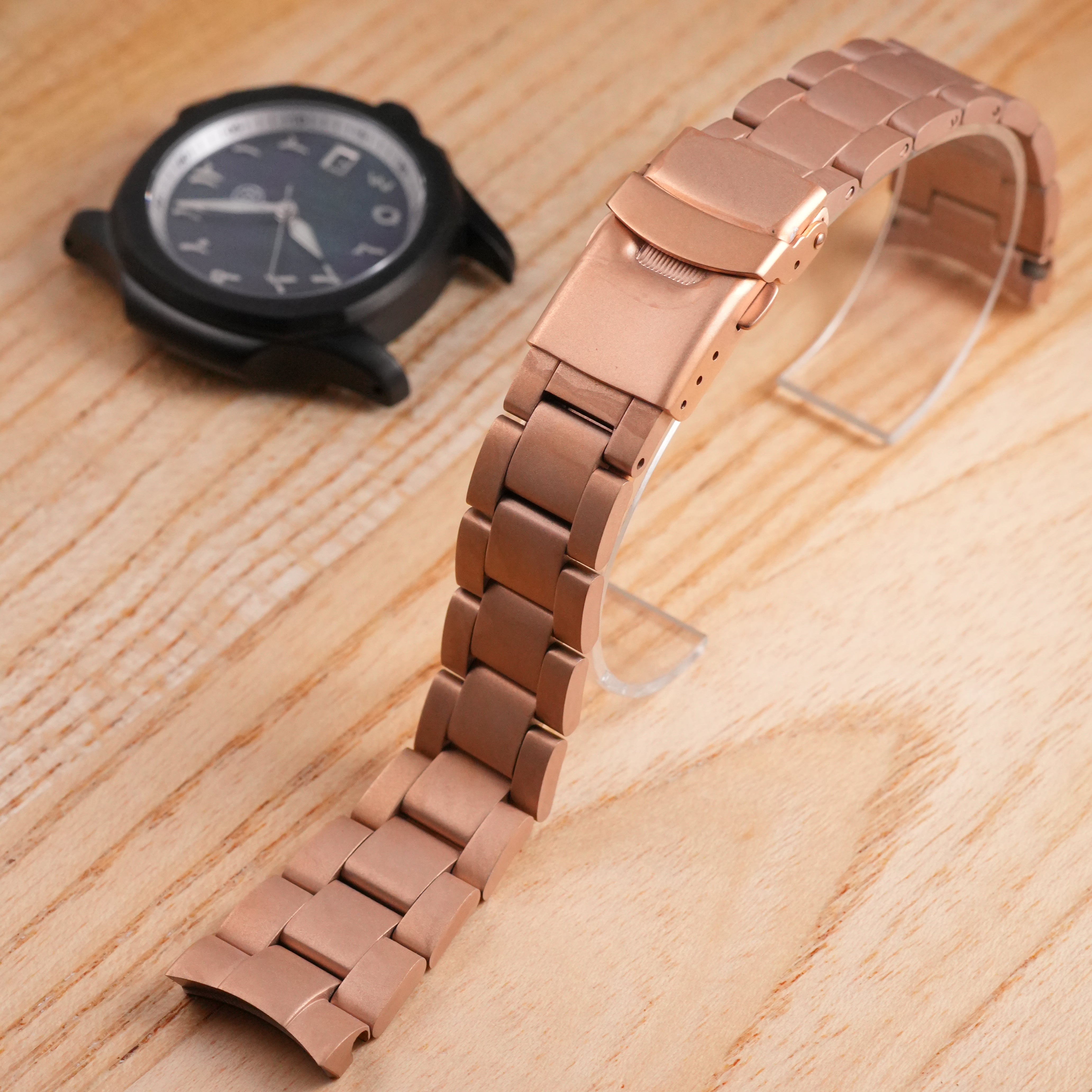 SKX007 Nautilus: Matte Rose Gold Oyster Bracelet