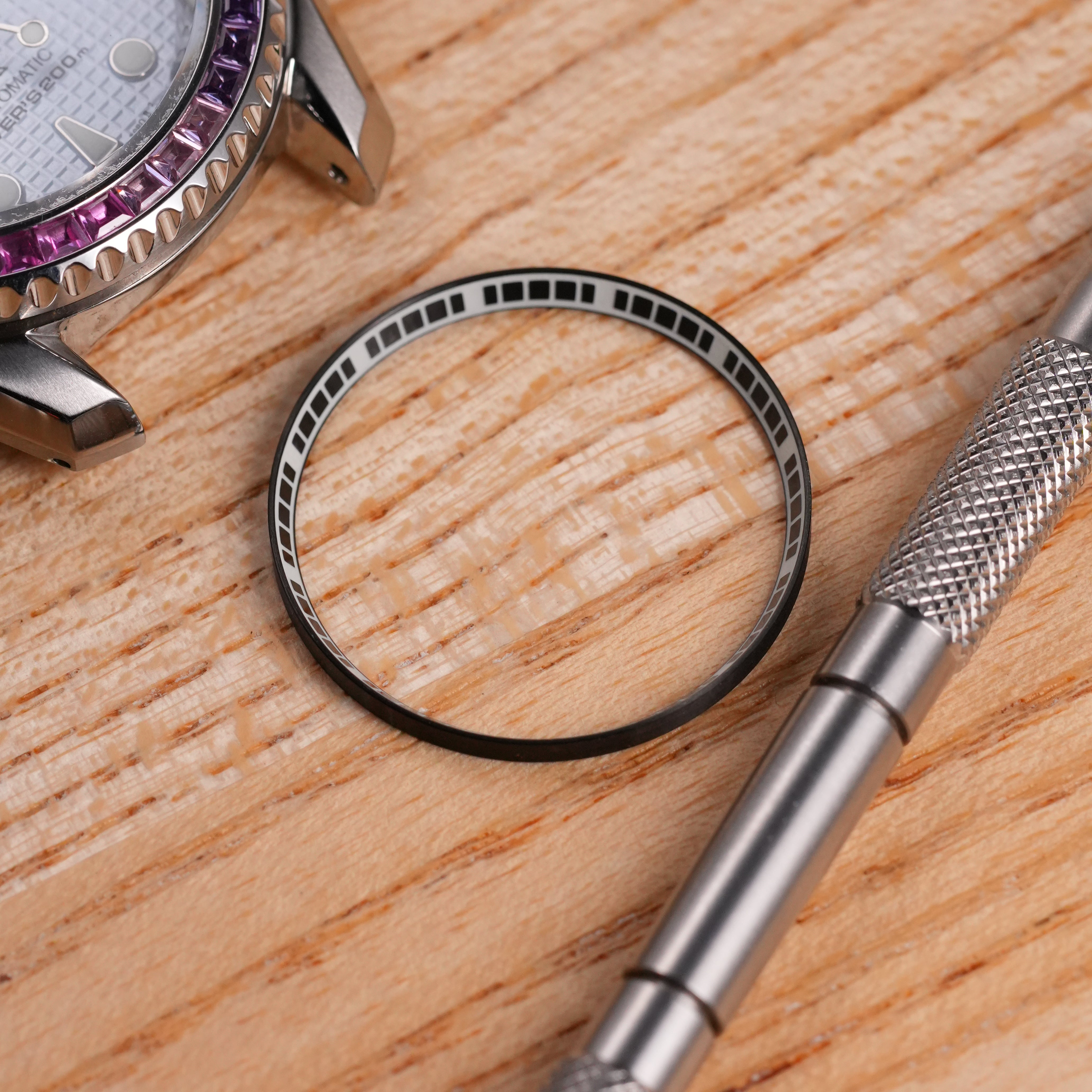 SKX007/SRPD Matrix Chapter Ring: Brushed Black with Lume