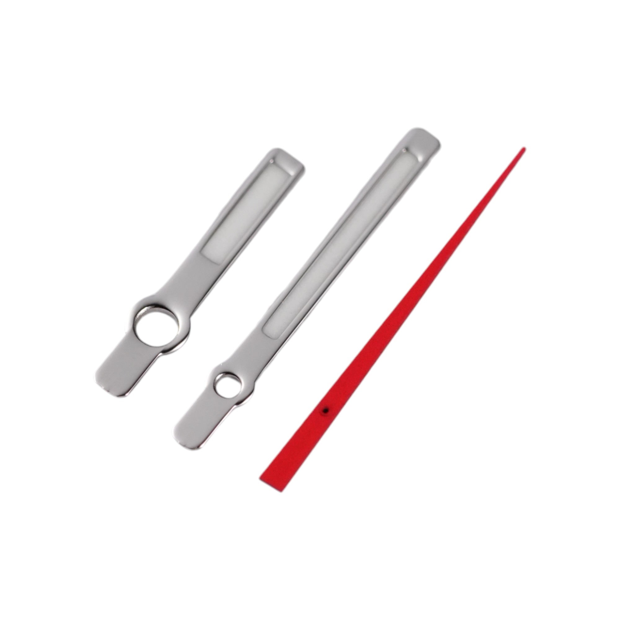 Medium Baton: Polished Silver Hands w/ Red Needle