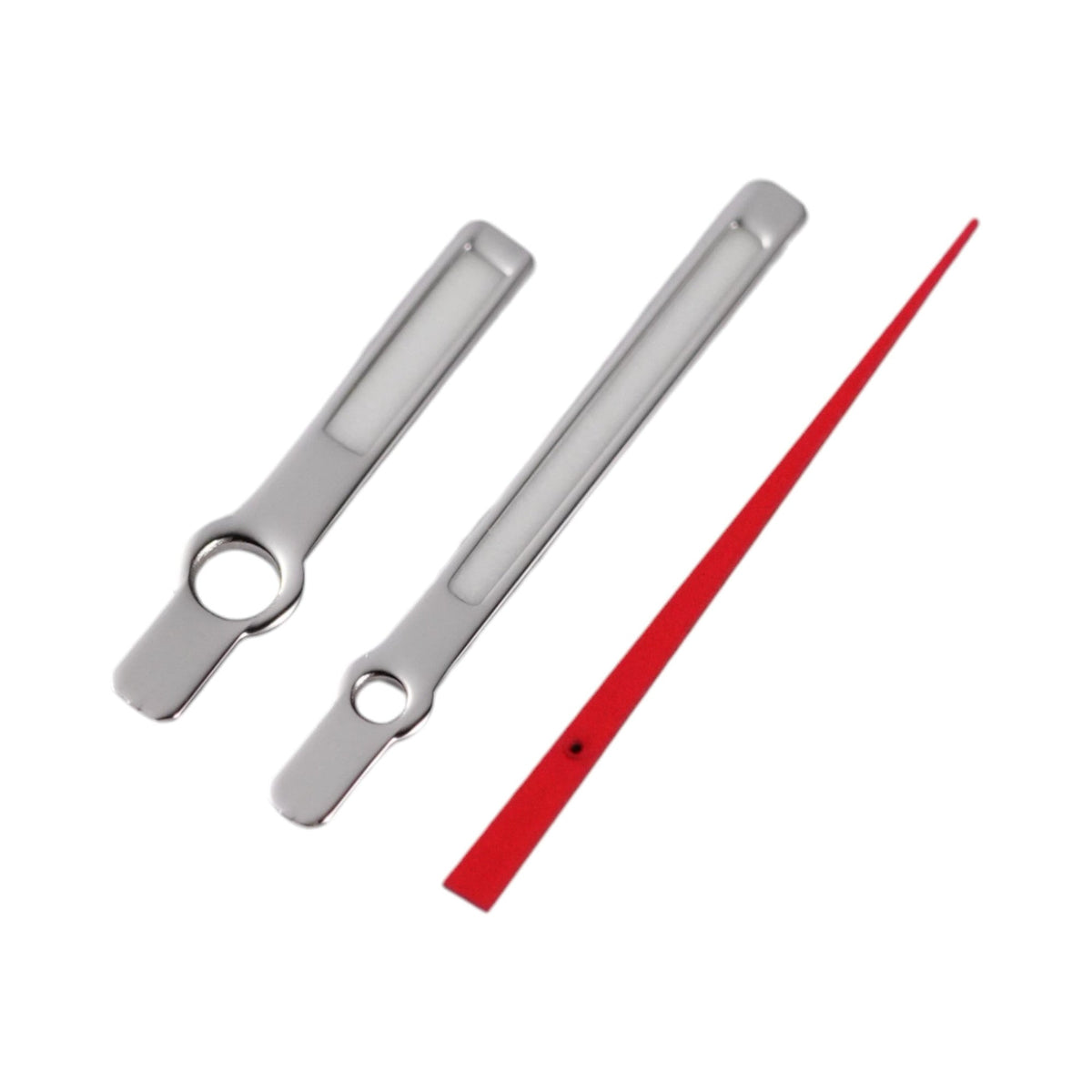Medium Baton: Polished Silver Hands w/ Red Needle