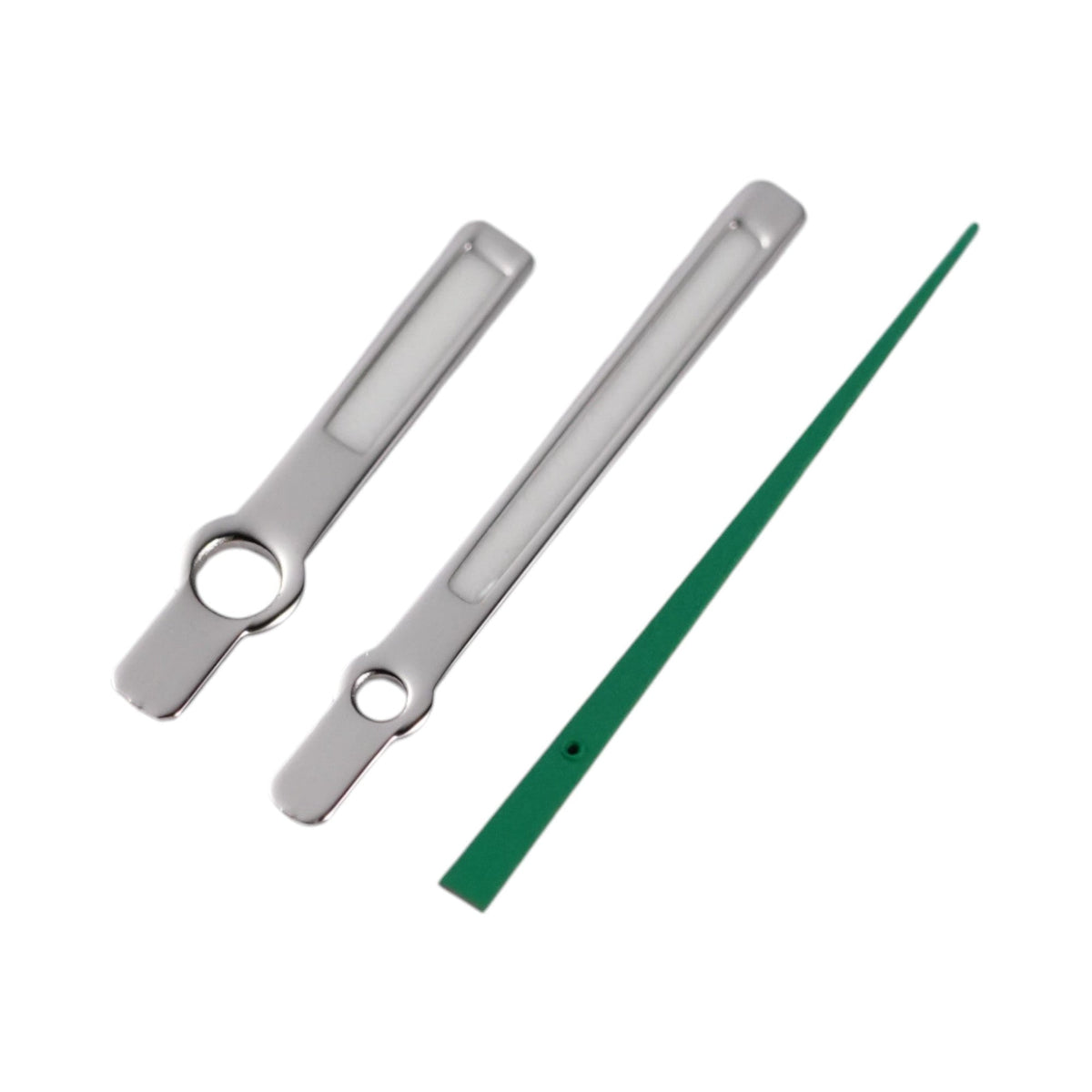 Medium Baton: Polished Silver Hands w/ Green Needle