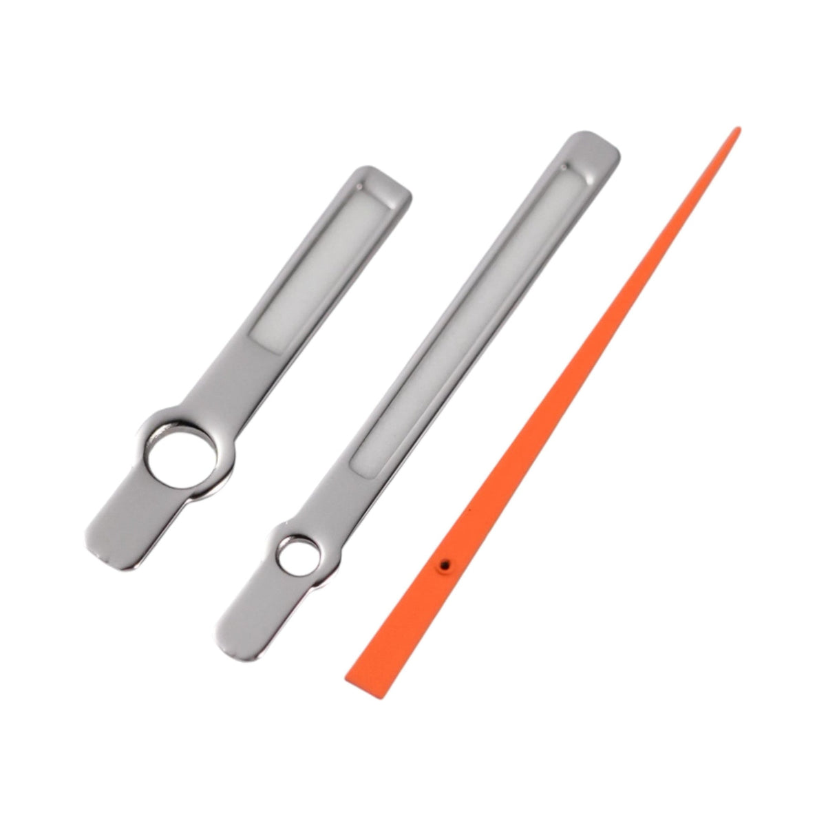 Medium Baton: Polished Silver Hands w/ Orange Needle