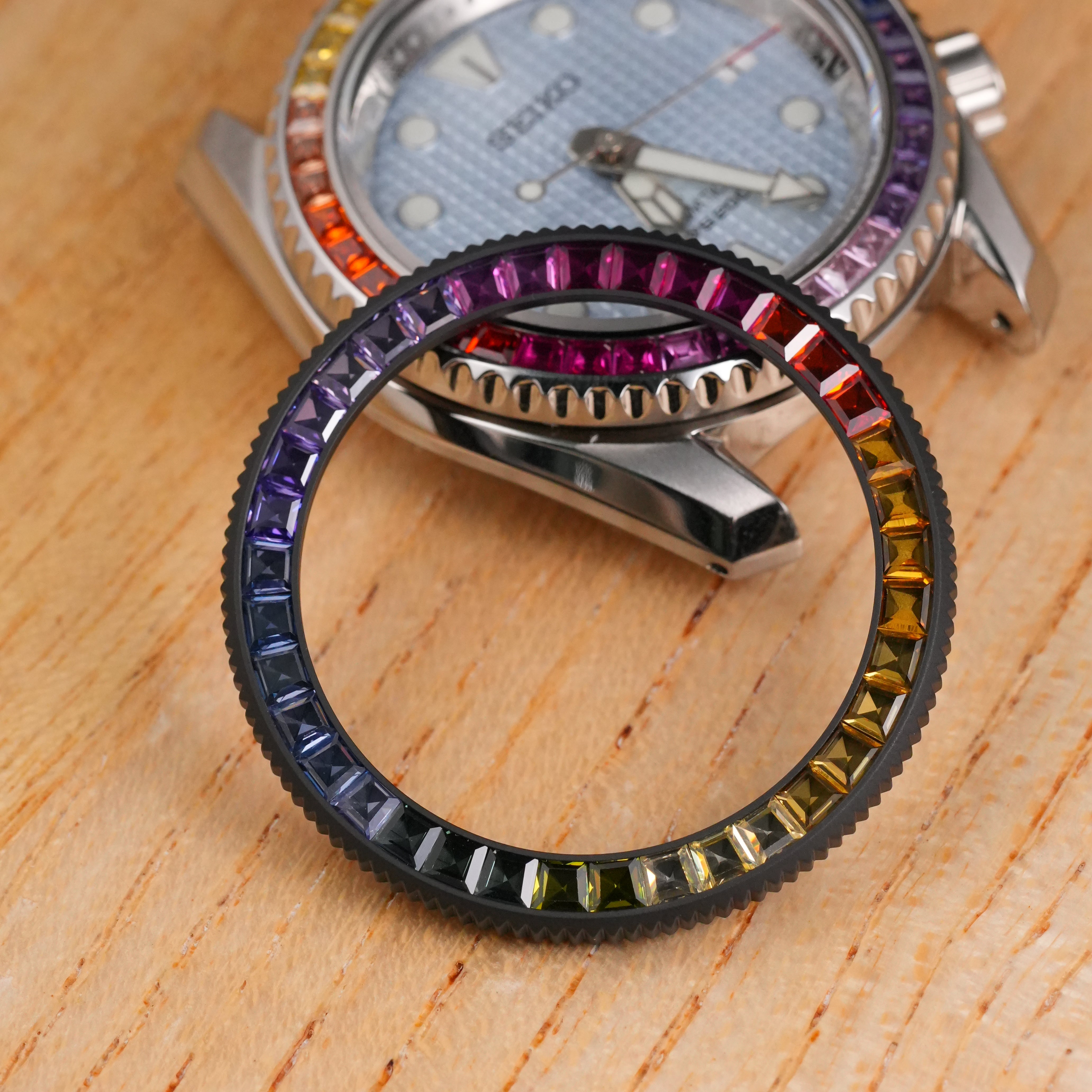 SKX007/SRPD Coin Edge Bezel: Matte Black in Rainbow
