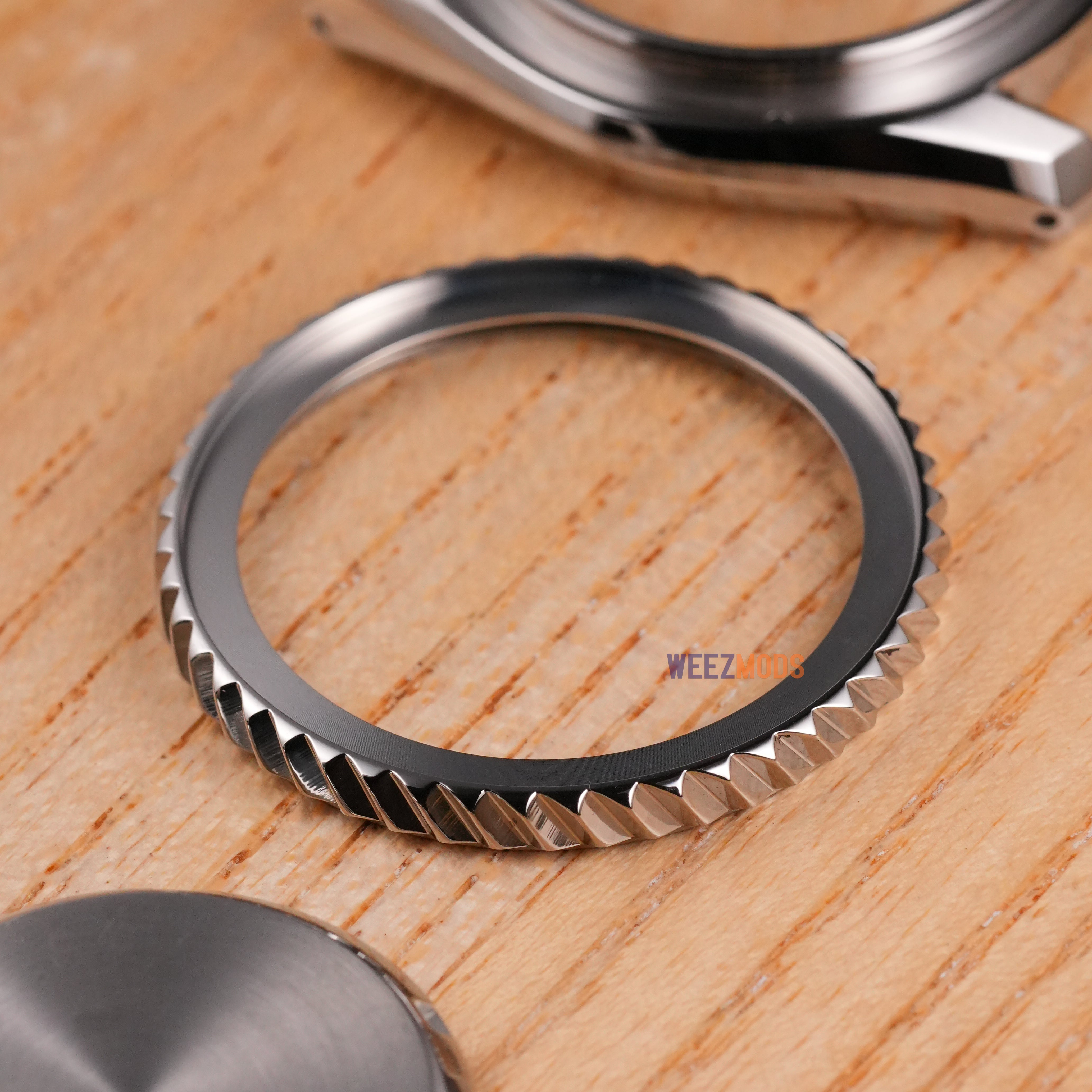 SKX007/SRPD Turbine Bezel: Polished Silver