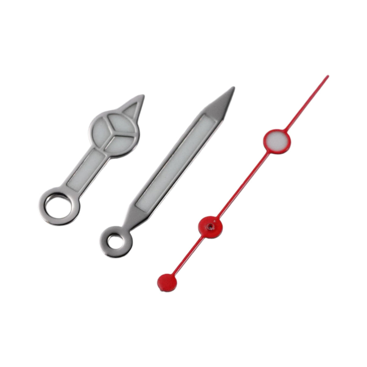 Mercedes: Polished Silver Hands with Red Seconds