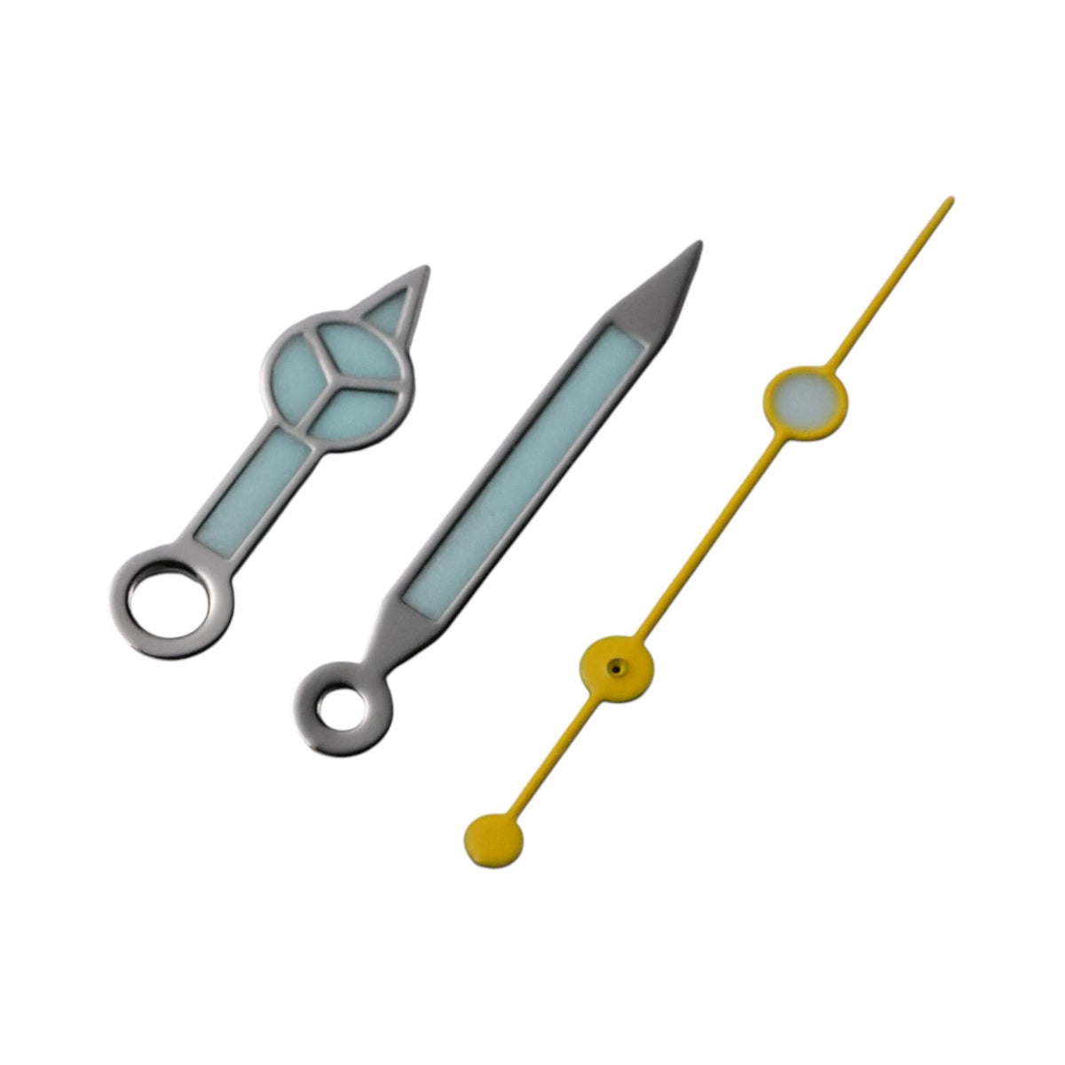 Mercedes: Polished Silver Hands with Yellow Seconds