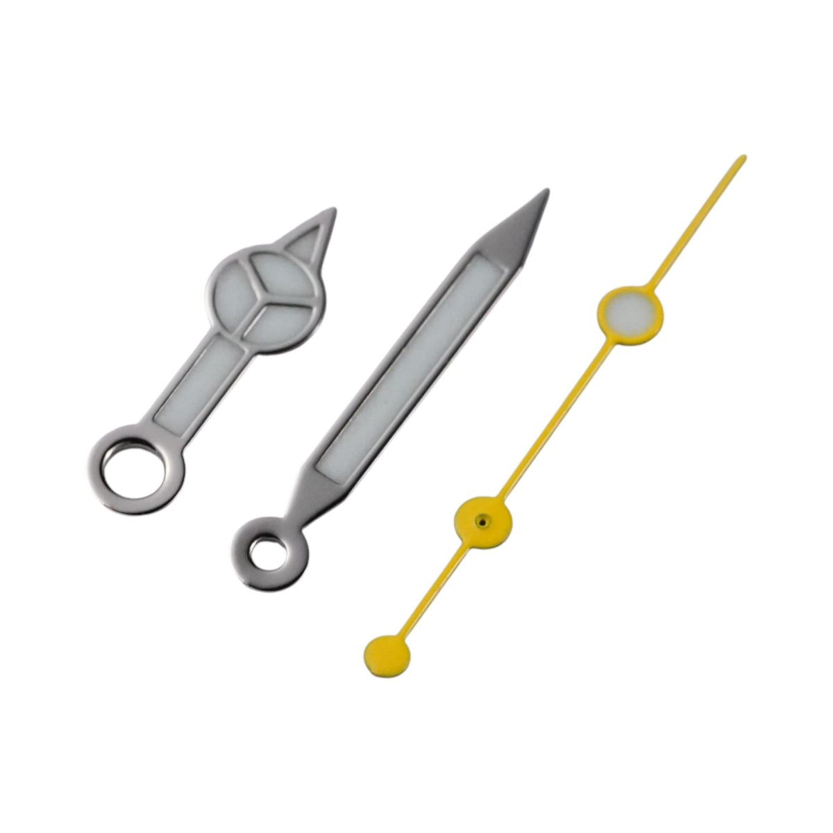 Mercedes: Polished Silver Hands with Yellow Seconds