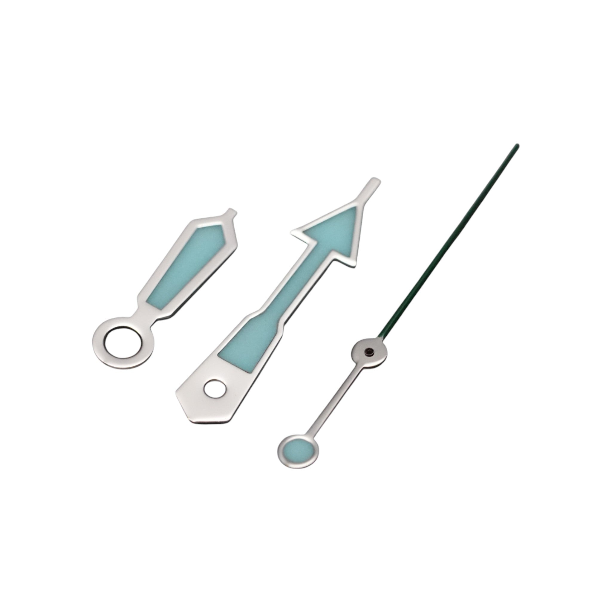 SKX: Polished Silver Hands with Green Tip
