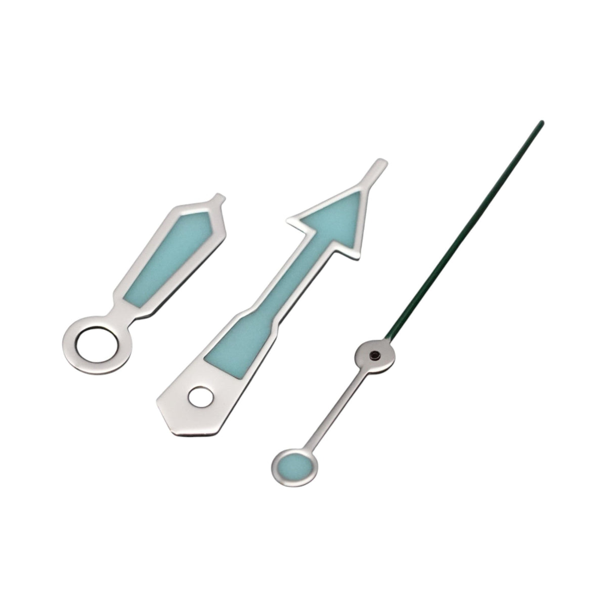 SKX: Polished Silver Hands with Green Tip