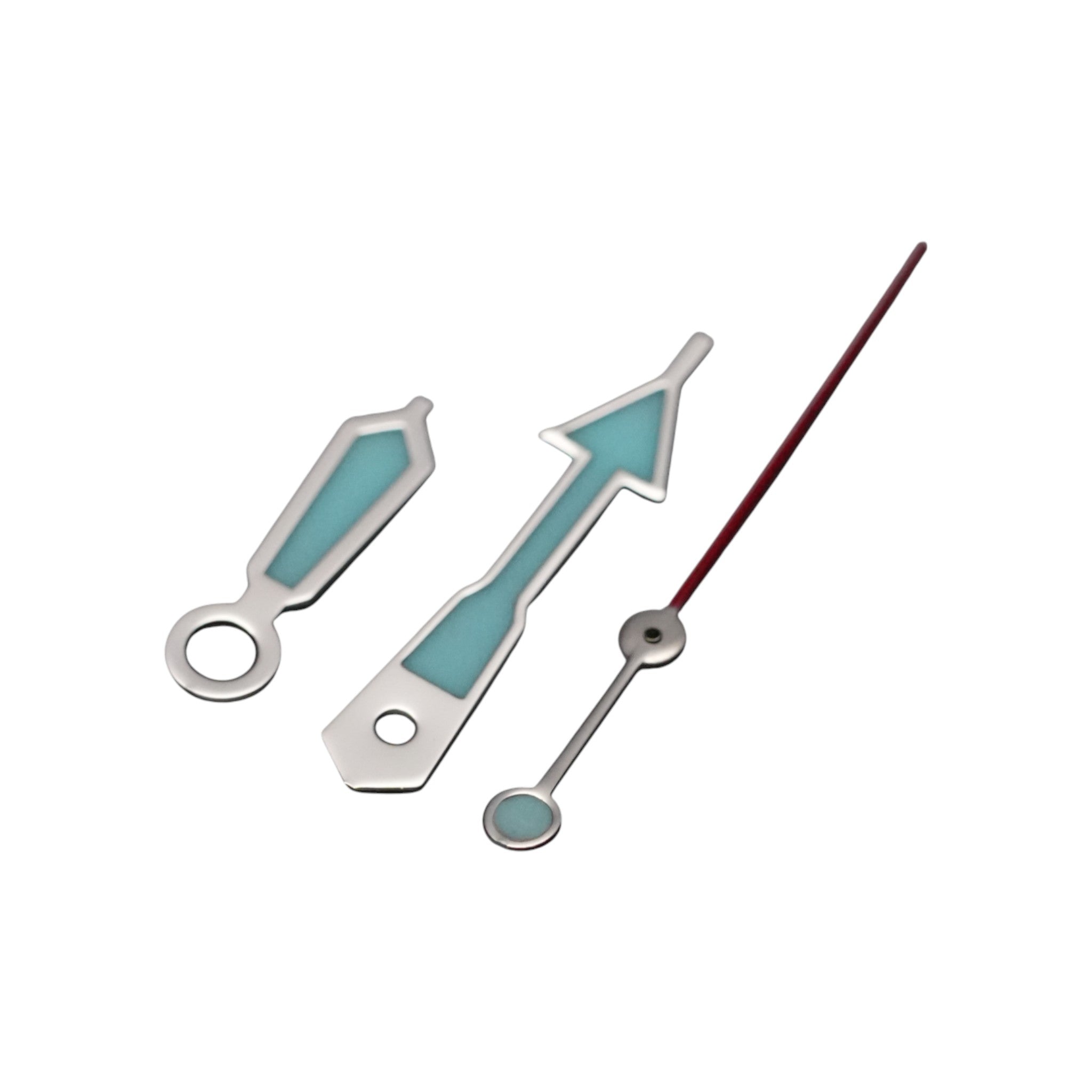 SKX: Polished Silver Hands with Long Red Tip