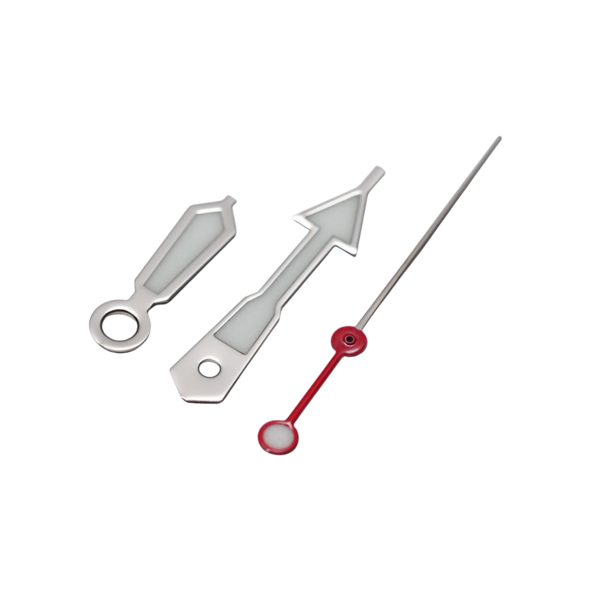 SKX: Polished Silver Hands with Red Short Tip