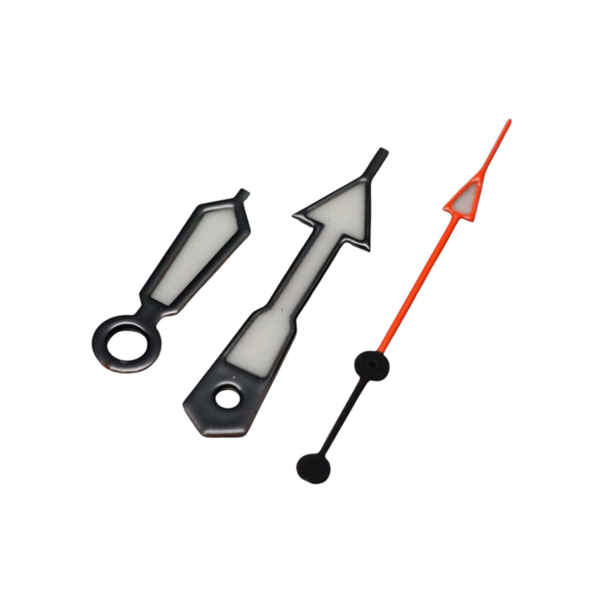 SKX: Polished Black Hands with Orange Arrow