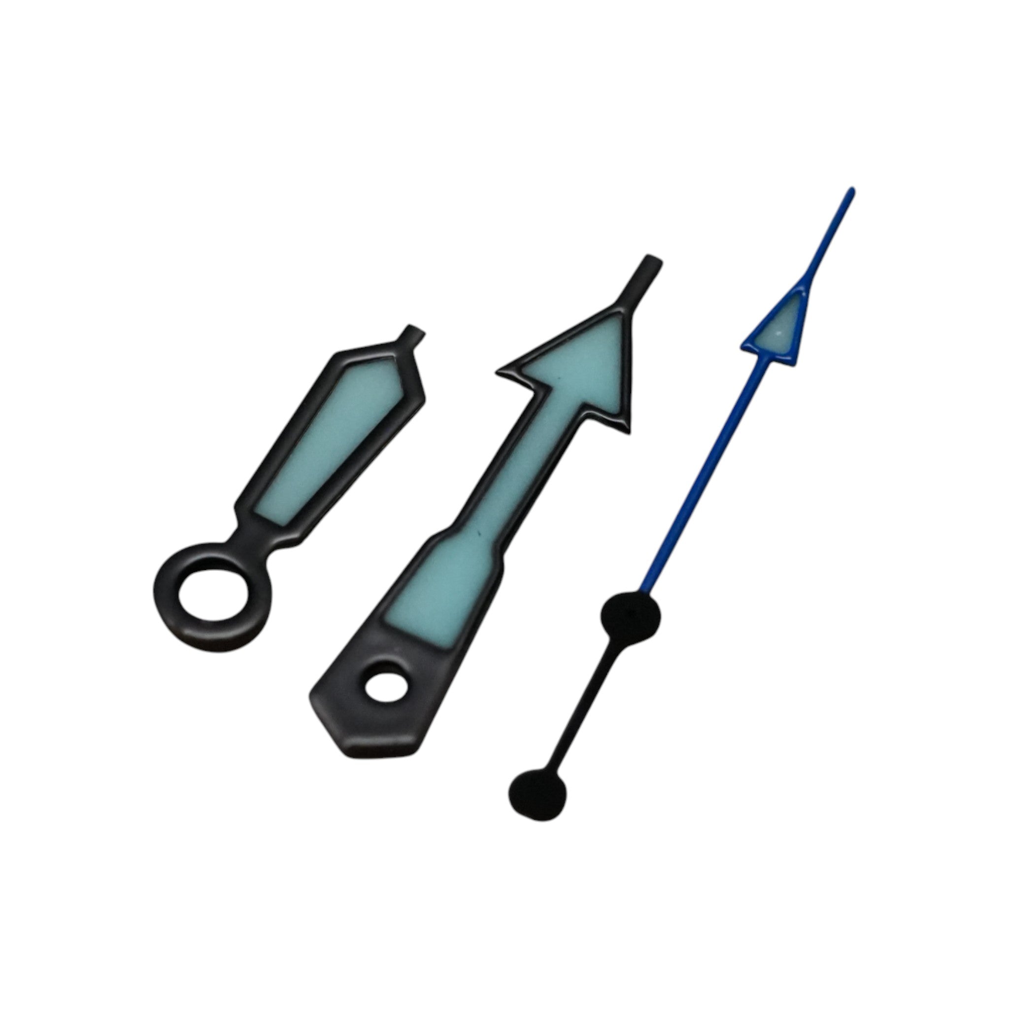 SKX: Polished Black Hands with Blue Arrow