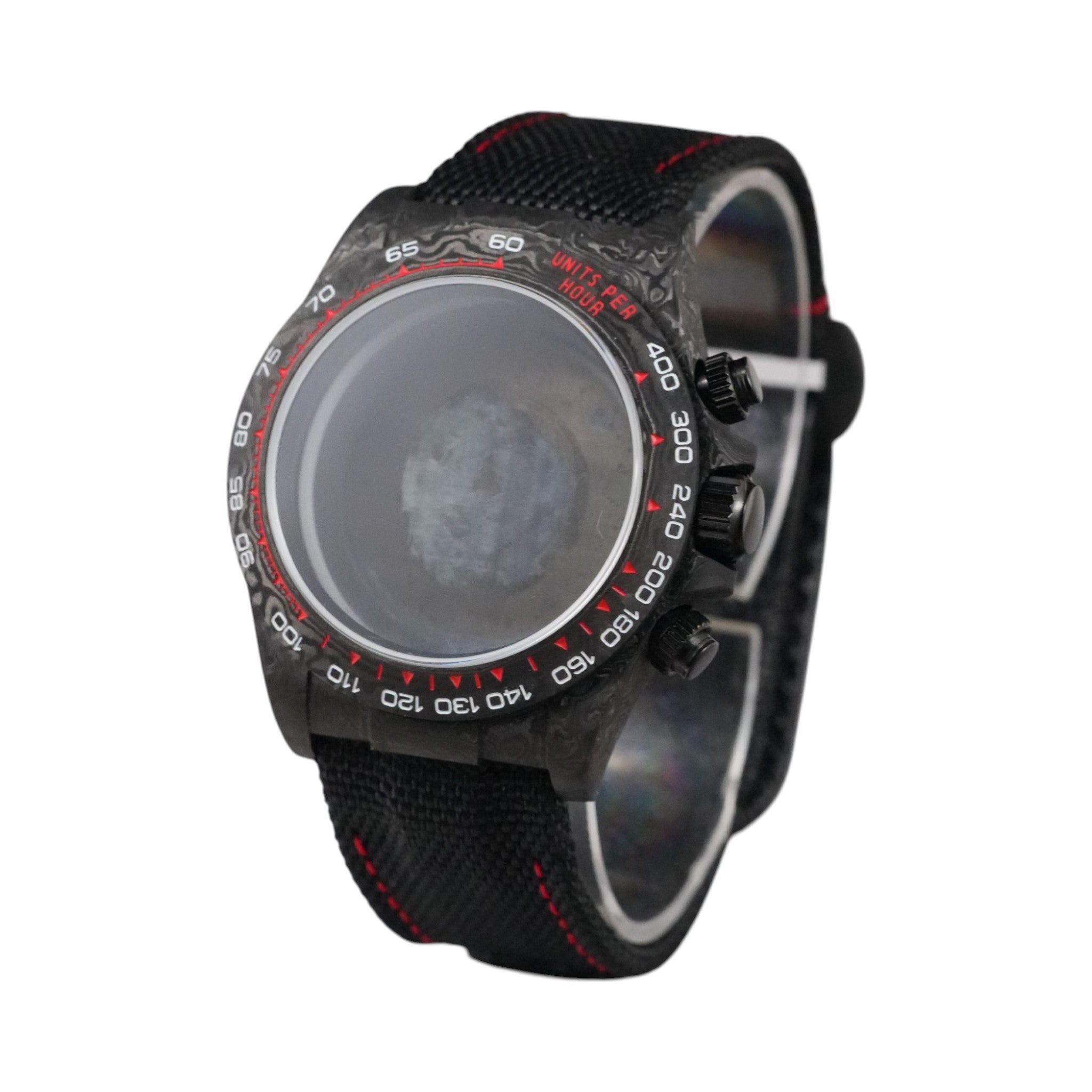 Black Carbon Fiber VK63 Case: Red Numerals