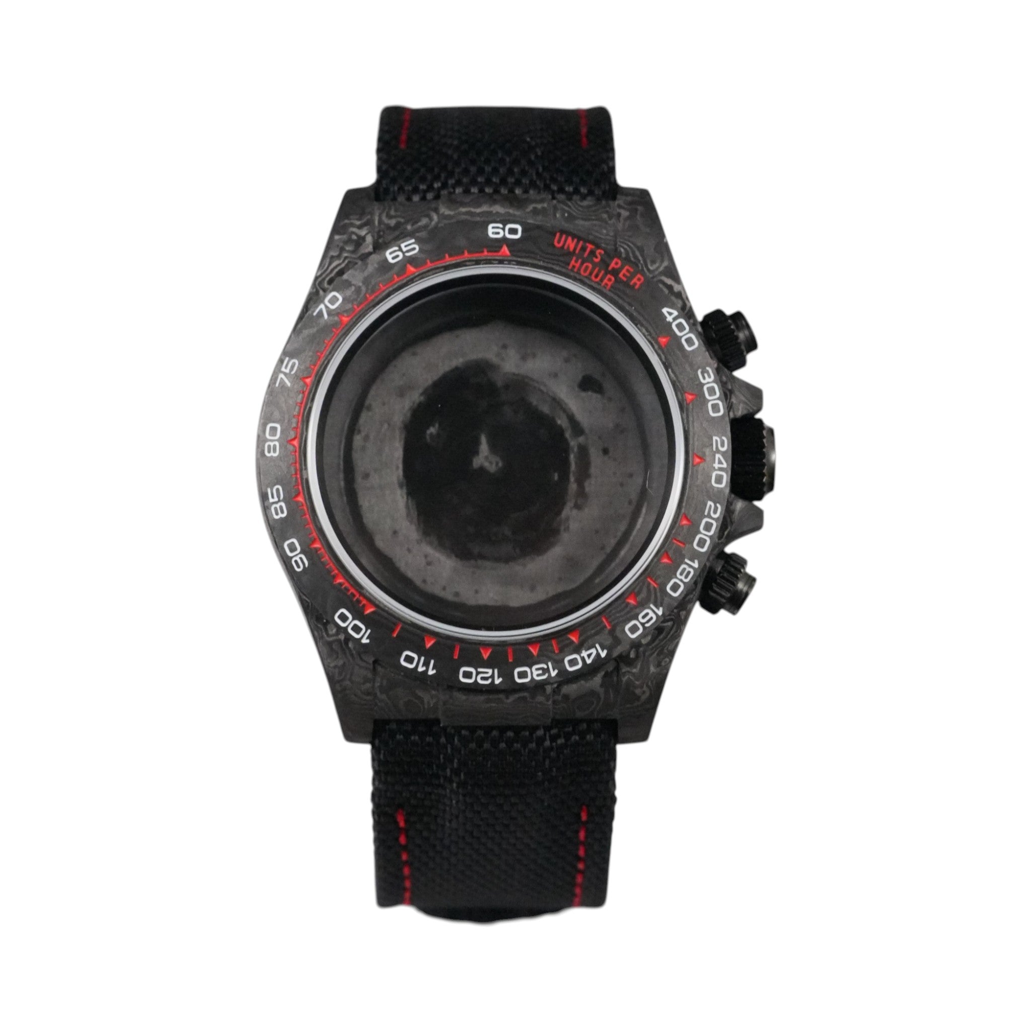 Black Carbon Fiber VK63 Case: Red Numerals